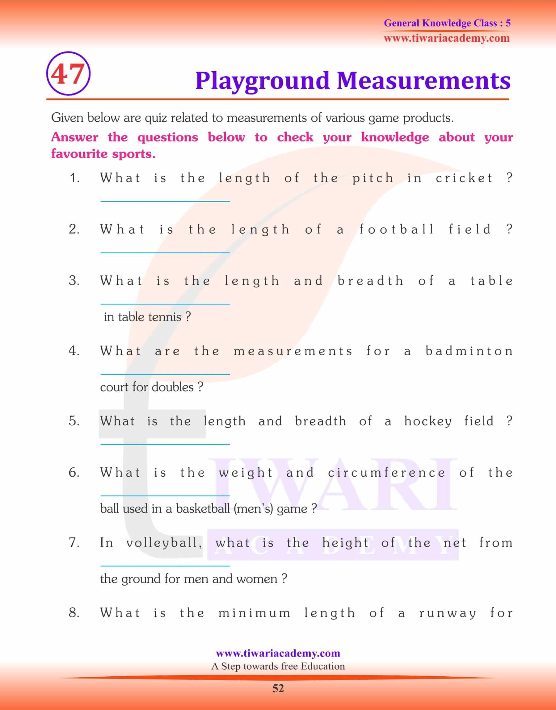 Playground Measurements