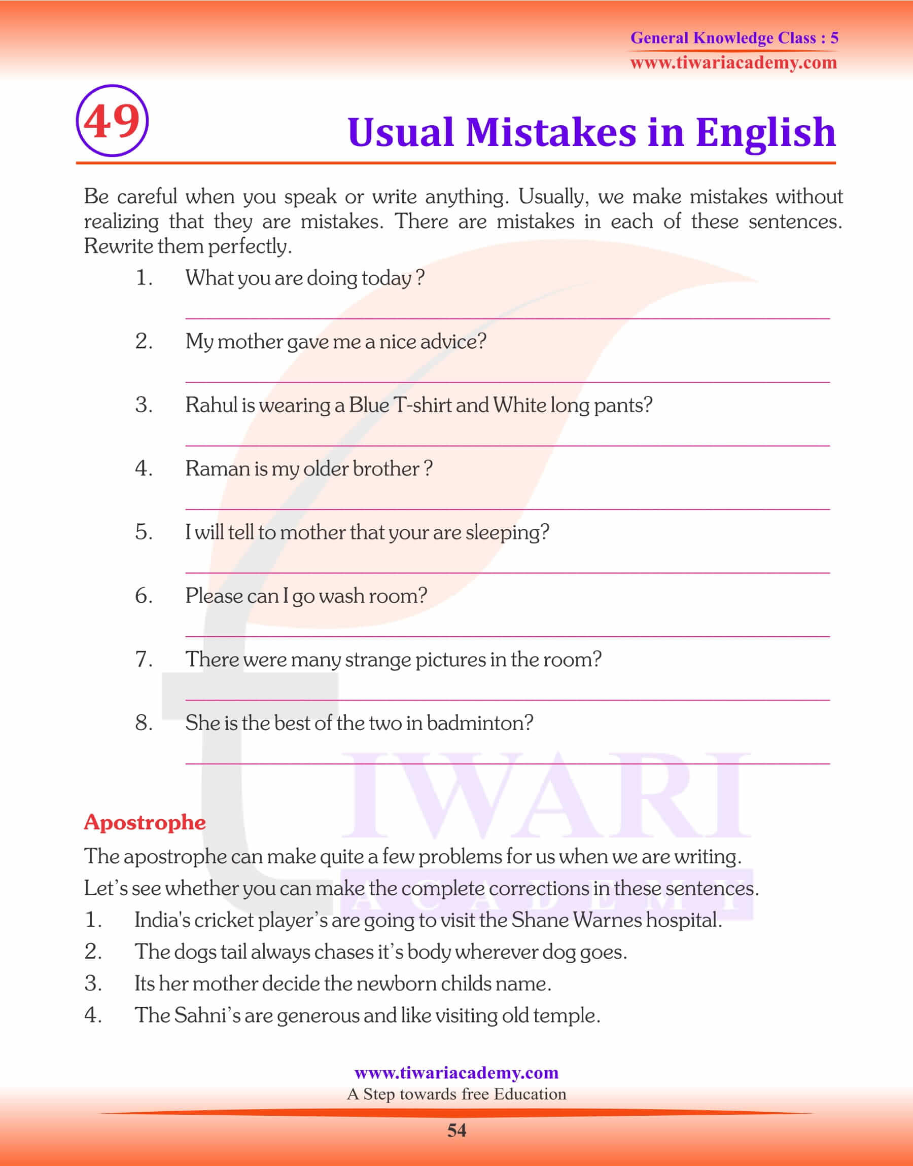 Usual mistakes in English