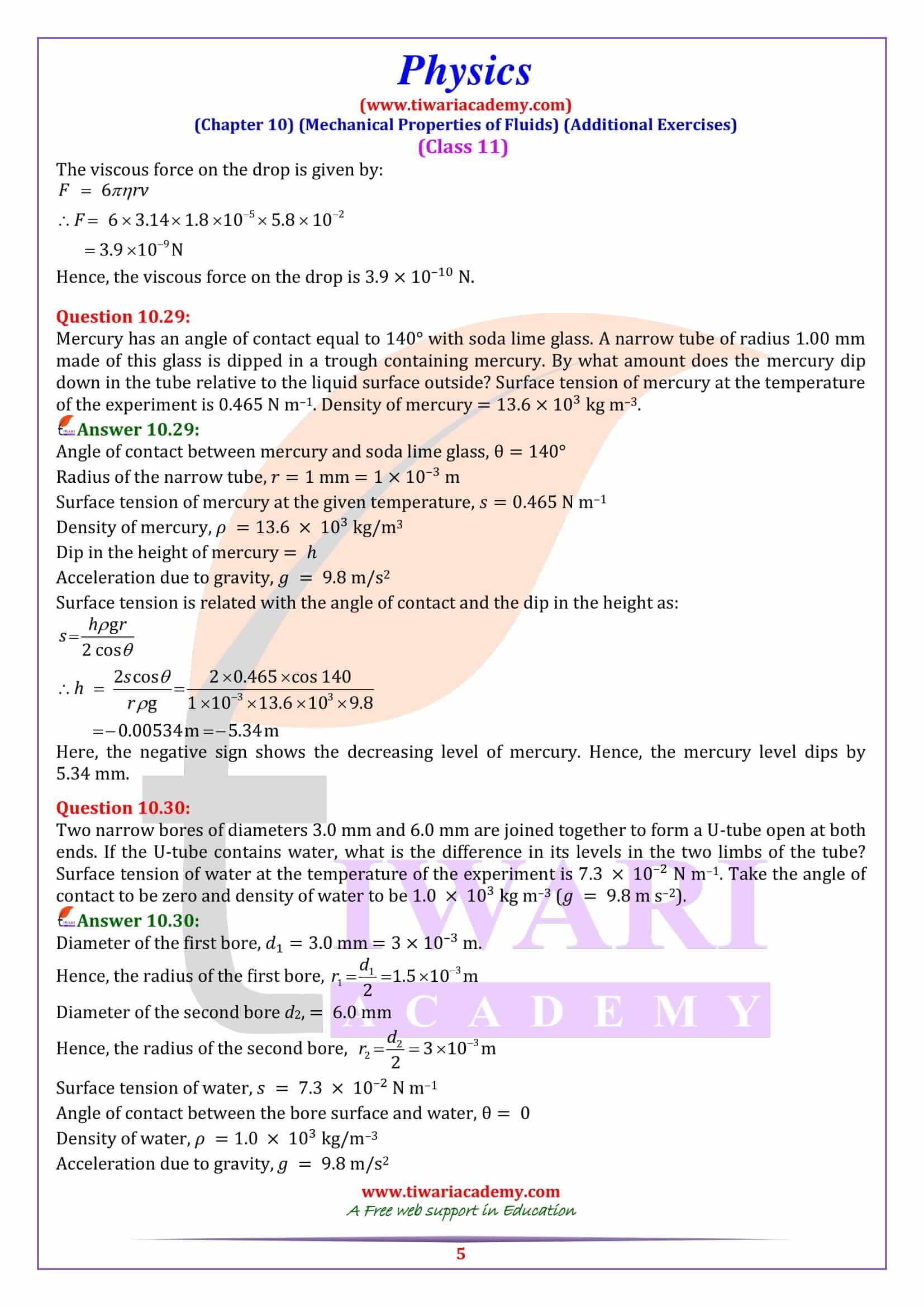 NCERT Solutions for Class 11 Physics Chapter 10 English Medium