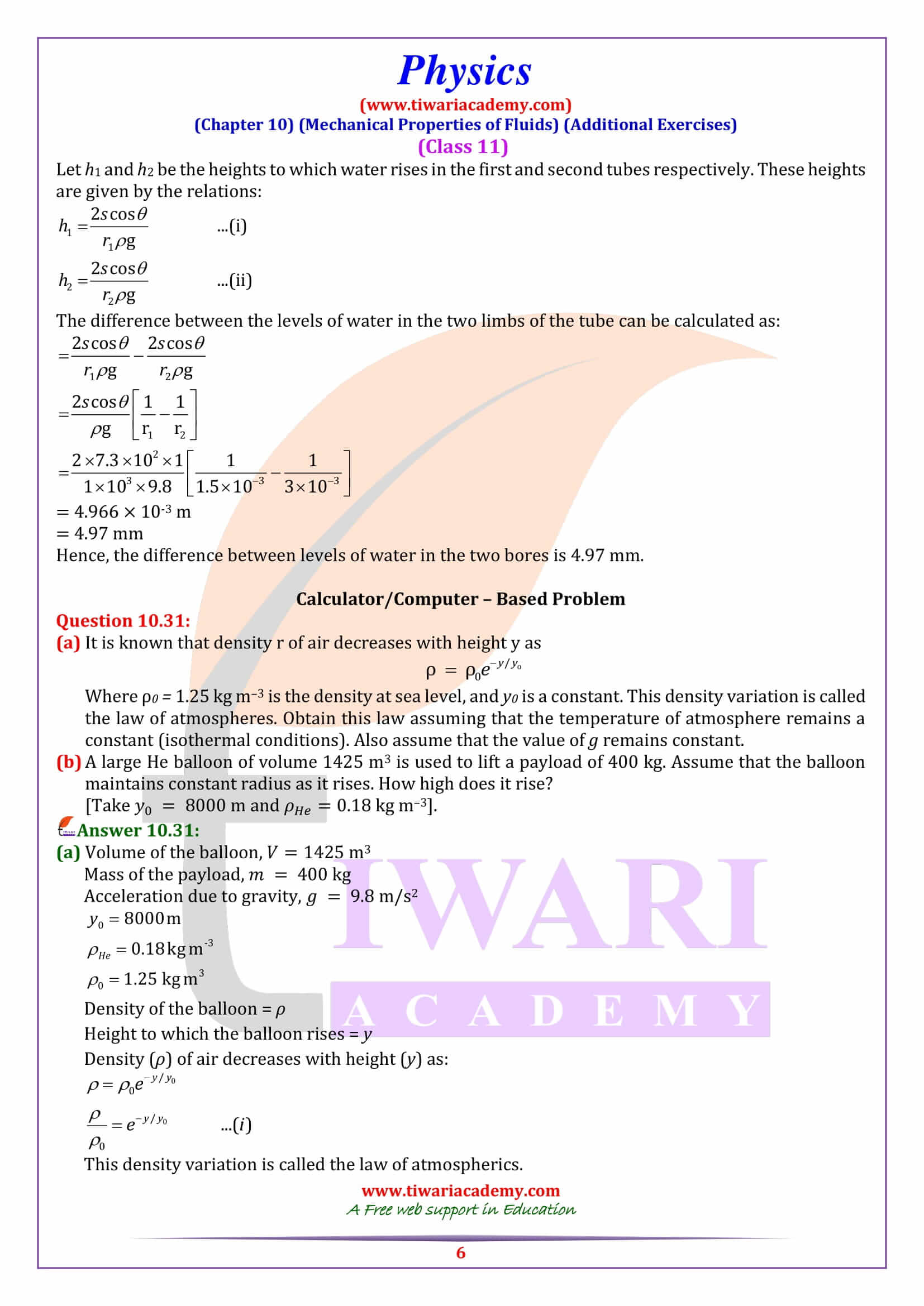 NCERT Solutions for Class 11 Physics Chapter 10 Additional Exercises