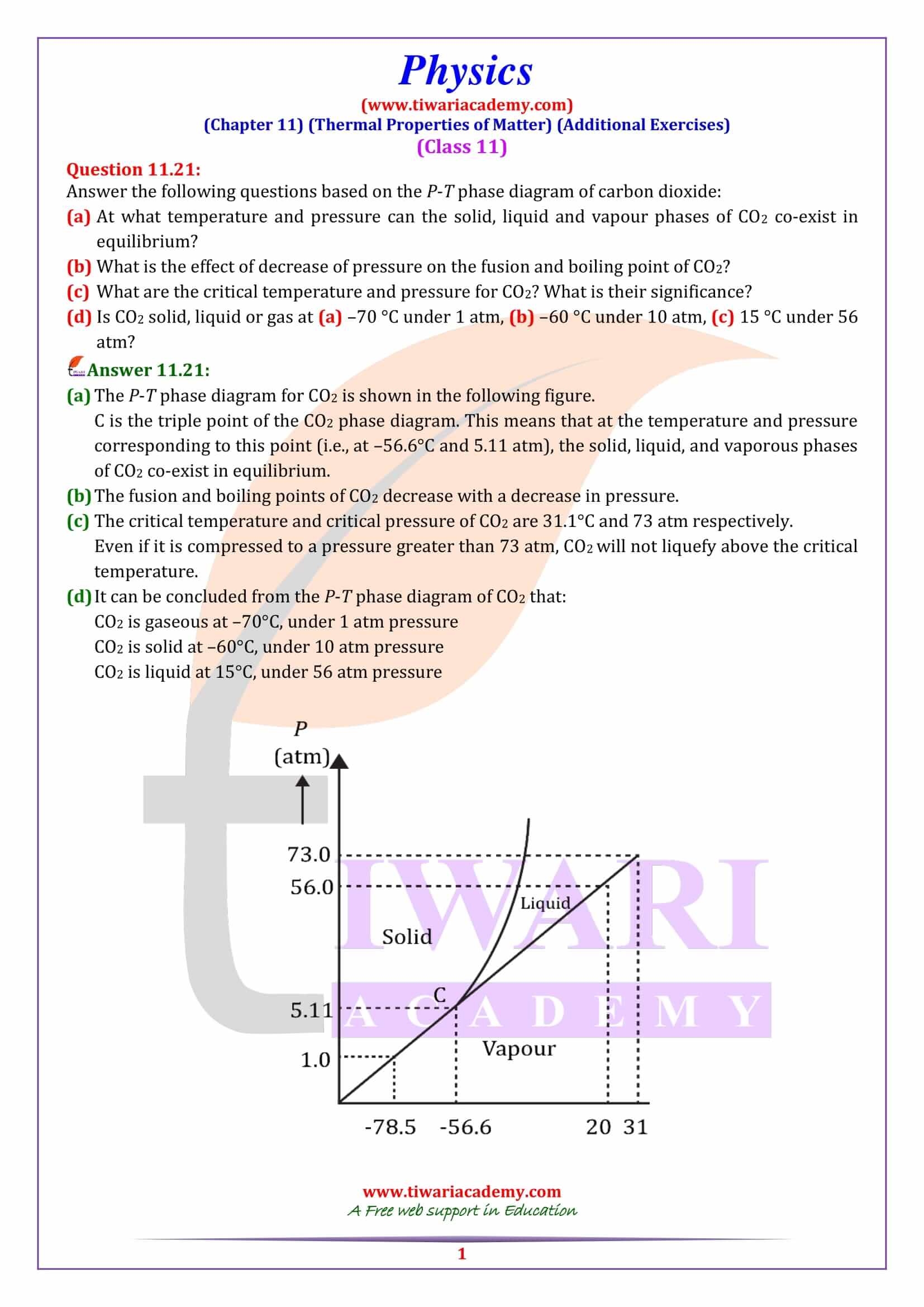 NCERT Solutions for Class 11 Physics Chapter 11 Thermal Properties of Matter Additional Exercises