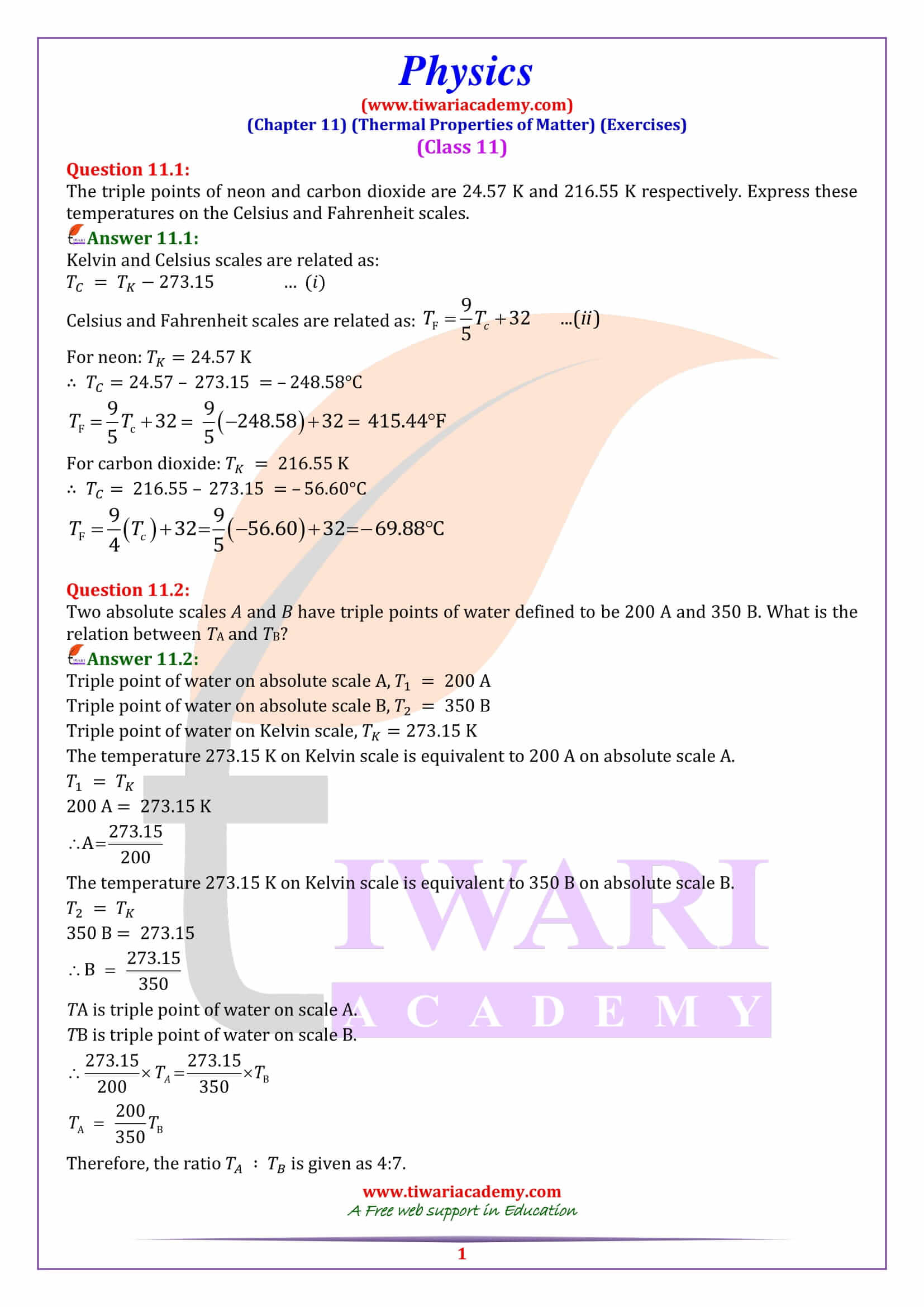 NCERT Solutions for Class 11 Physics Chapter 11
