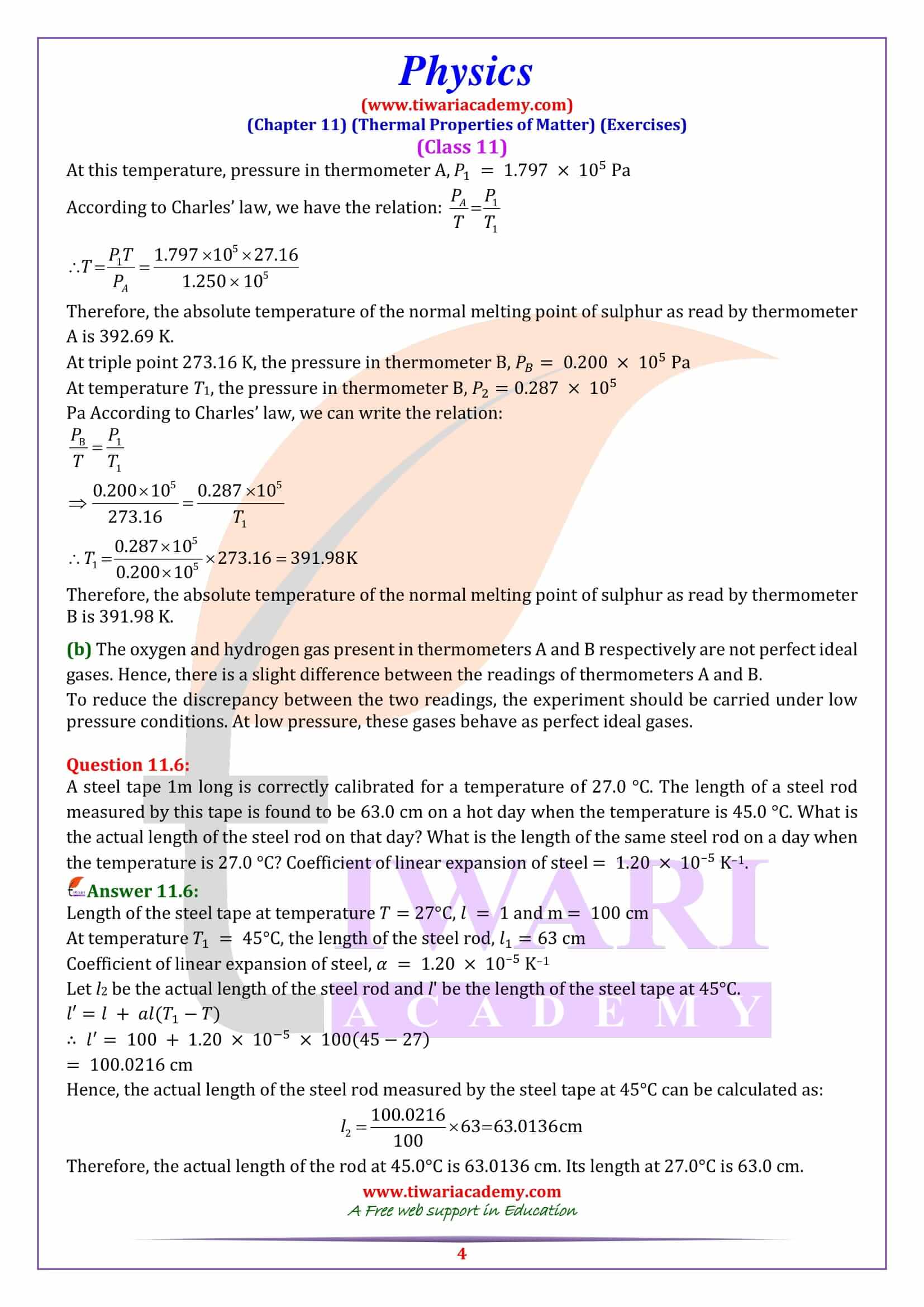 NCERT Solutions for Class 11 Physics Chapter 11 in English Medium