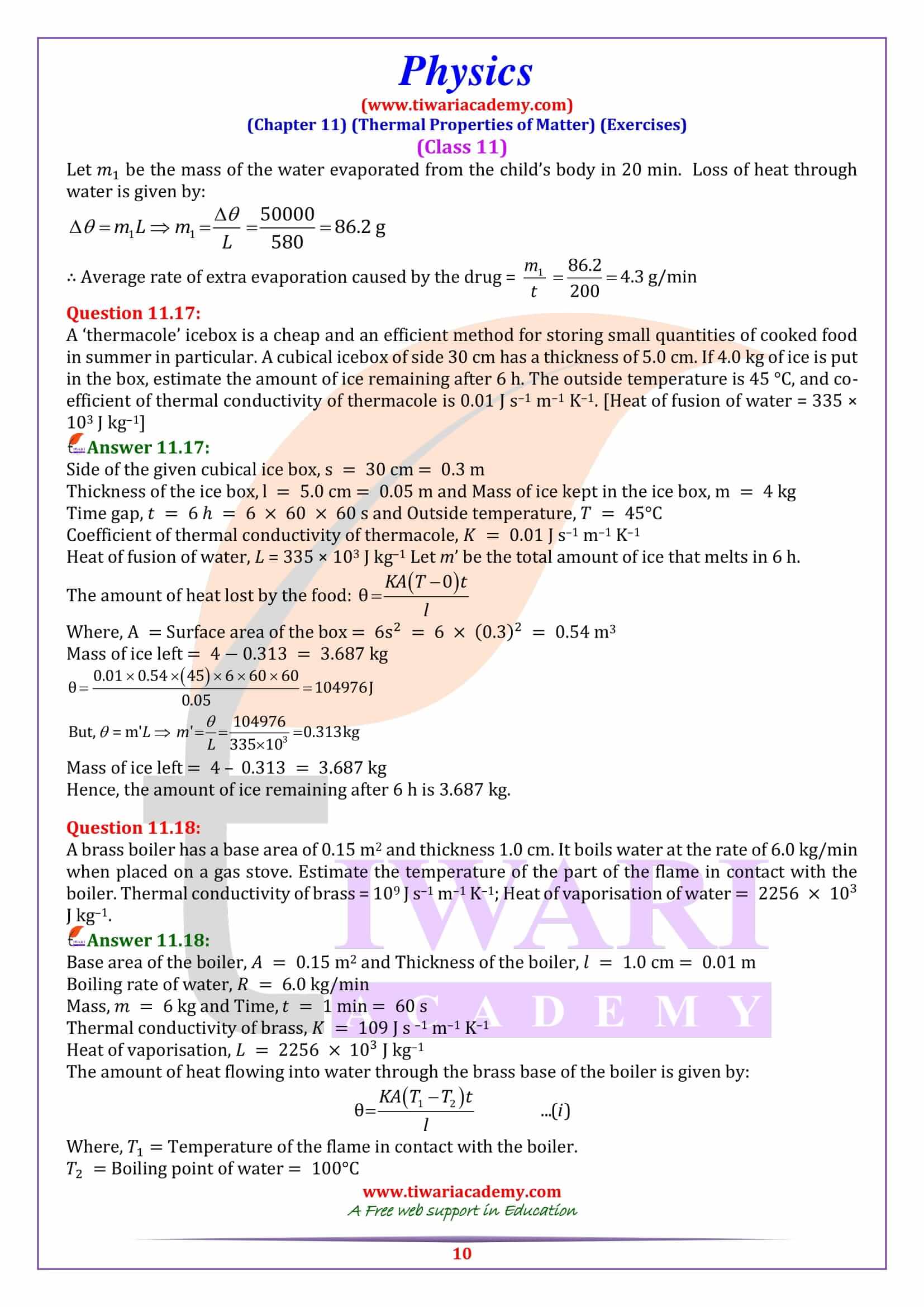 Class 11 Physics Chapter 11 exercises answers