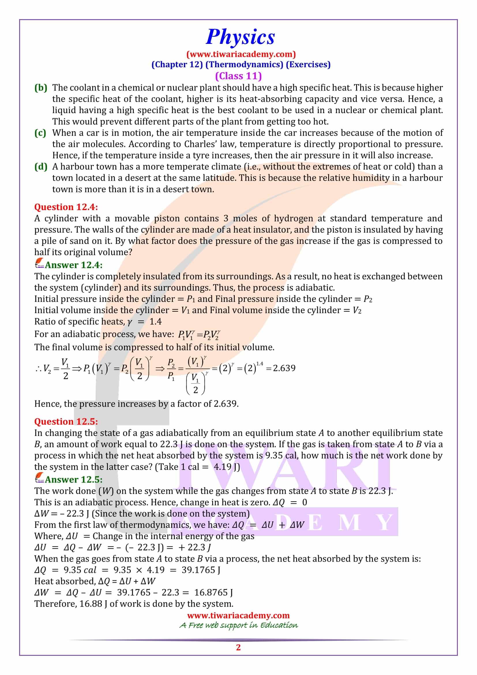 NCERT Solutions for Class 11 Physics Chapter 12