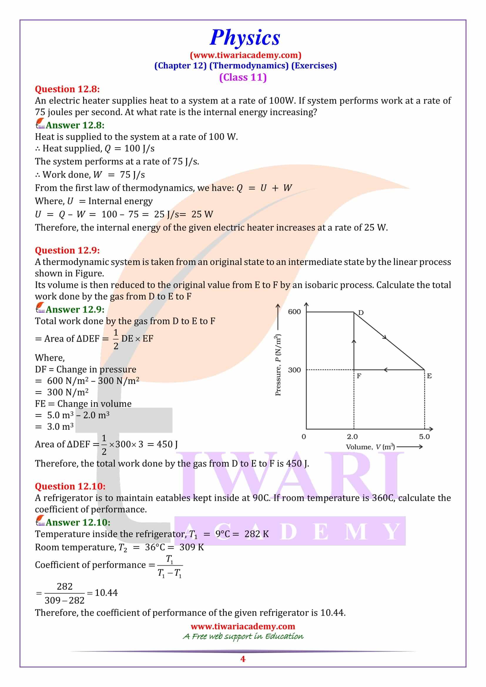 Class 11 Physics Chapter 12 Question Answers