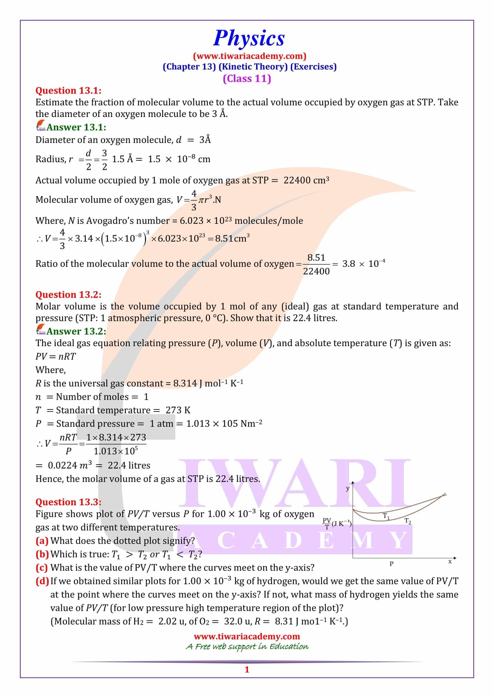 NCERT Solutions for Class 11 Physics Chapter 13 in PDF