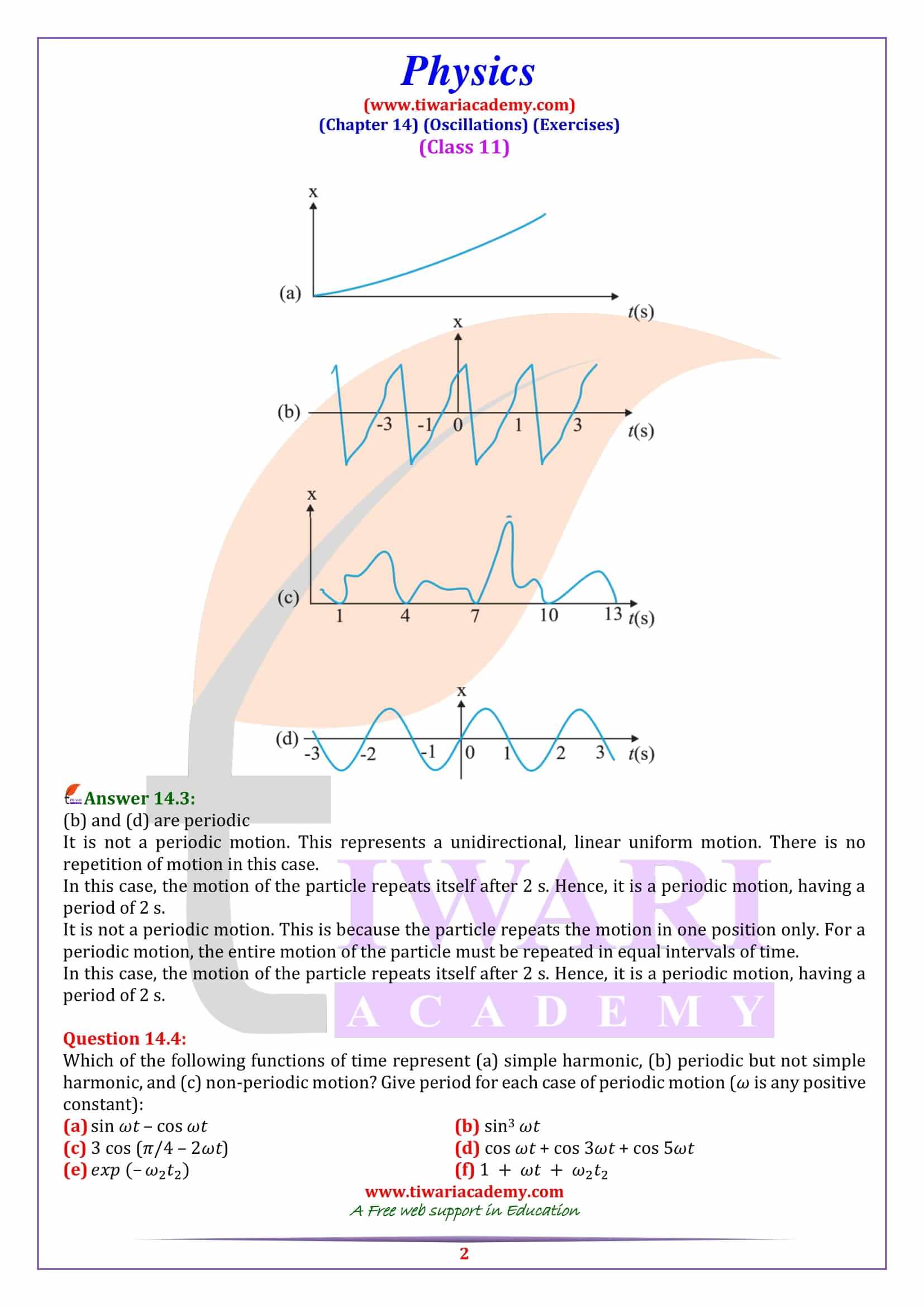NCERT Solutions for Class 11 Physics Chapter 14 Question Answers