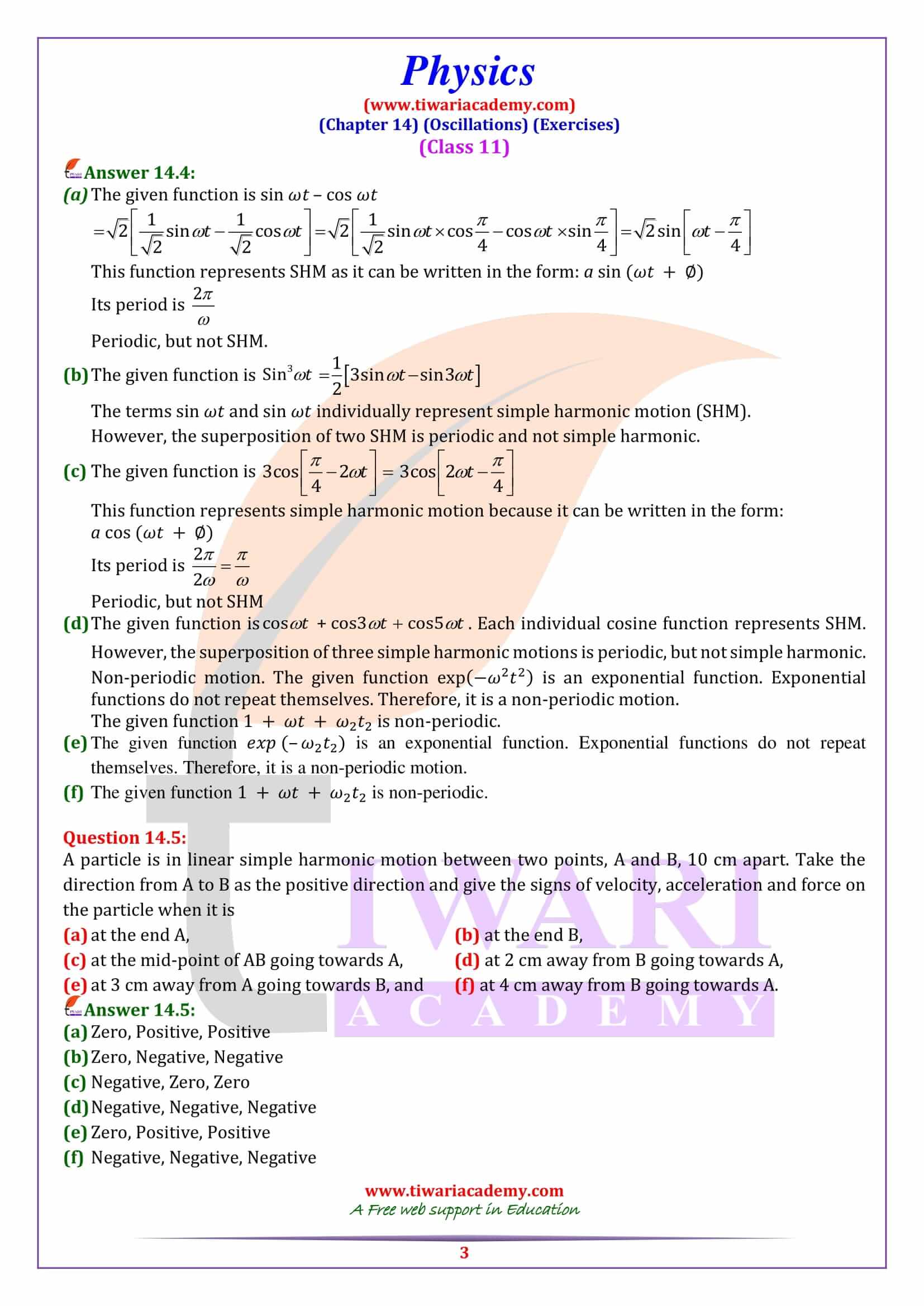 NCERT Solutions for Class 11 Physics Chapter 14 in PDF file