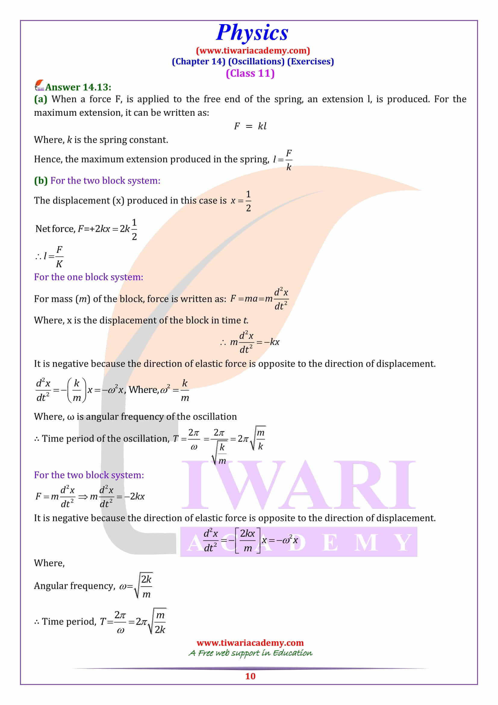 Class 11 Physics Chapter 14 Answers in PDF