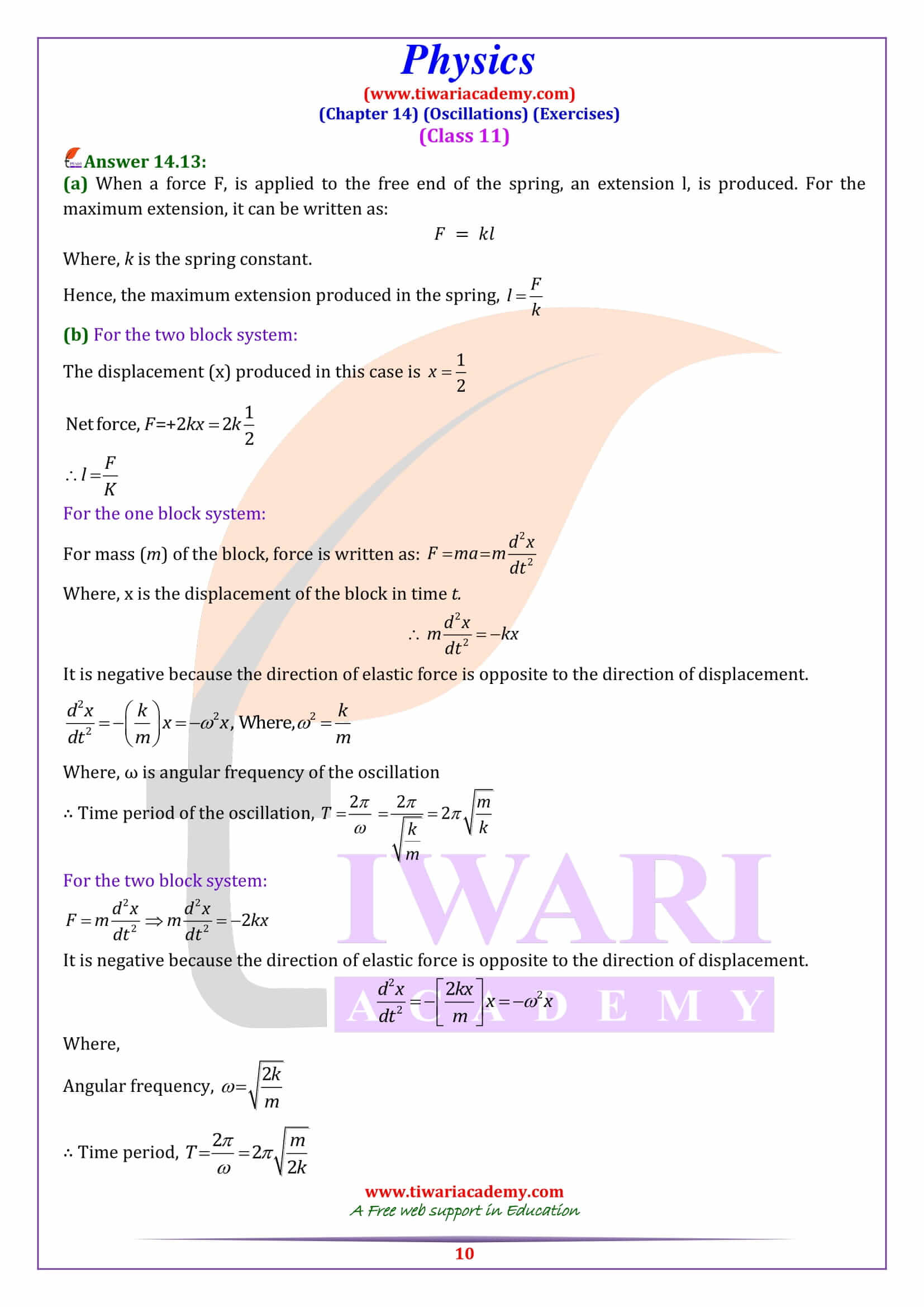 Class 11 Physics Chapter 14 Answers in PDF