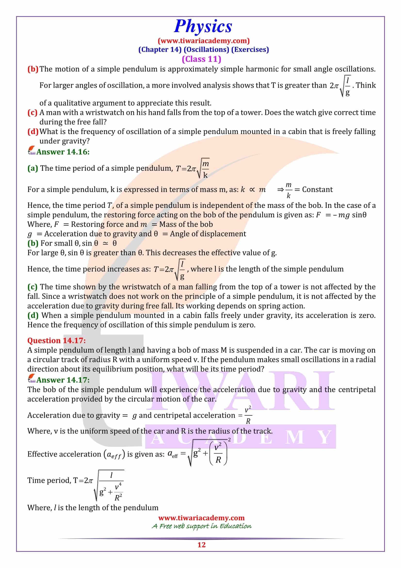 Class 11 Physics Chapter 14 answers in English Medium