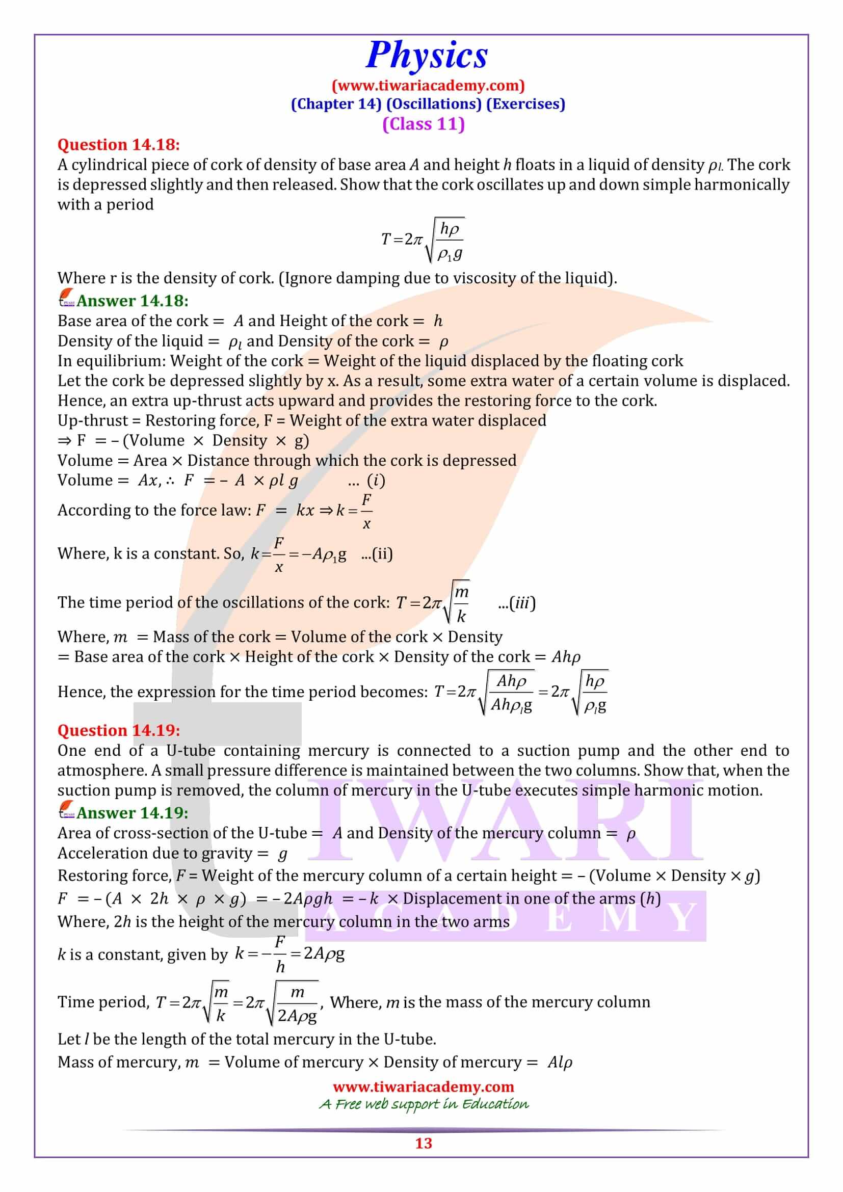 Class 11 Physics Chapter 14 downloand PDF