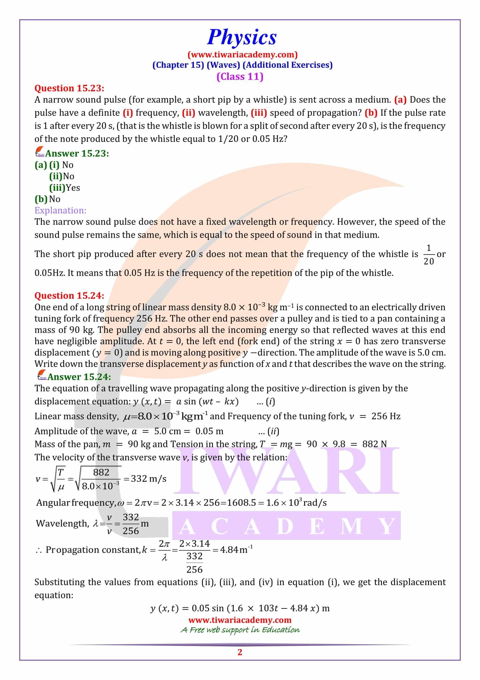 NCERT Solutions for Class 11 Physics Chapter 15