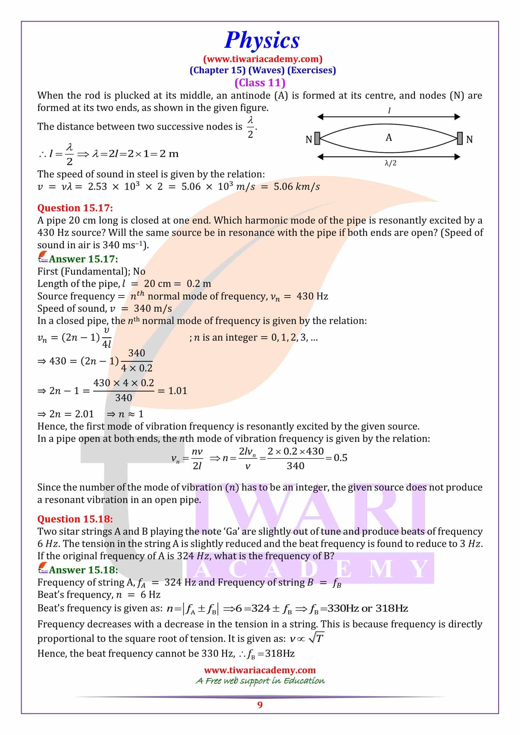 Class 11 Physics Chapter 15 answers in PDF