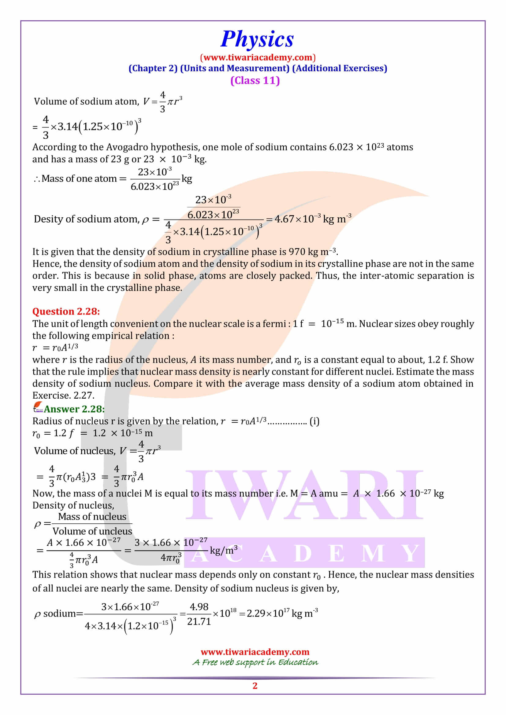 NCERT Solutions for Class 11 Physics Chapter 2