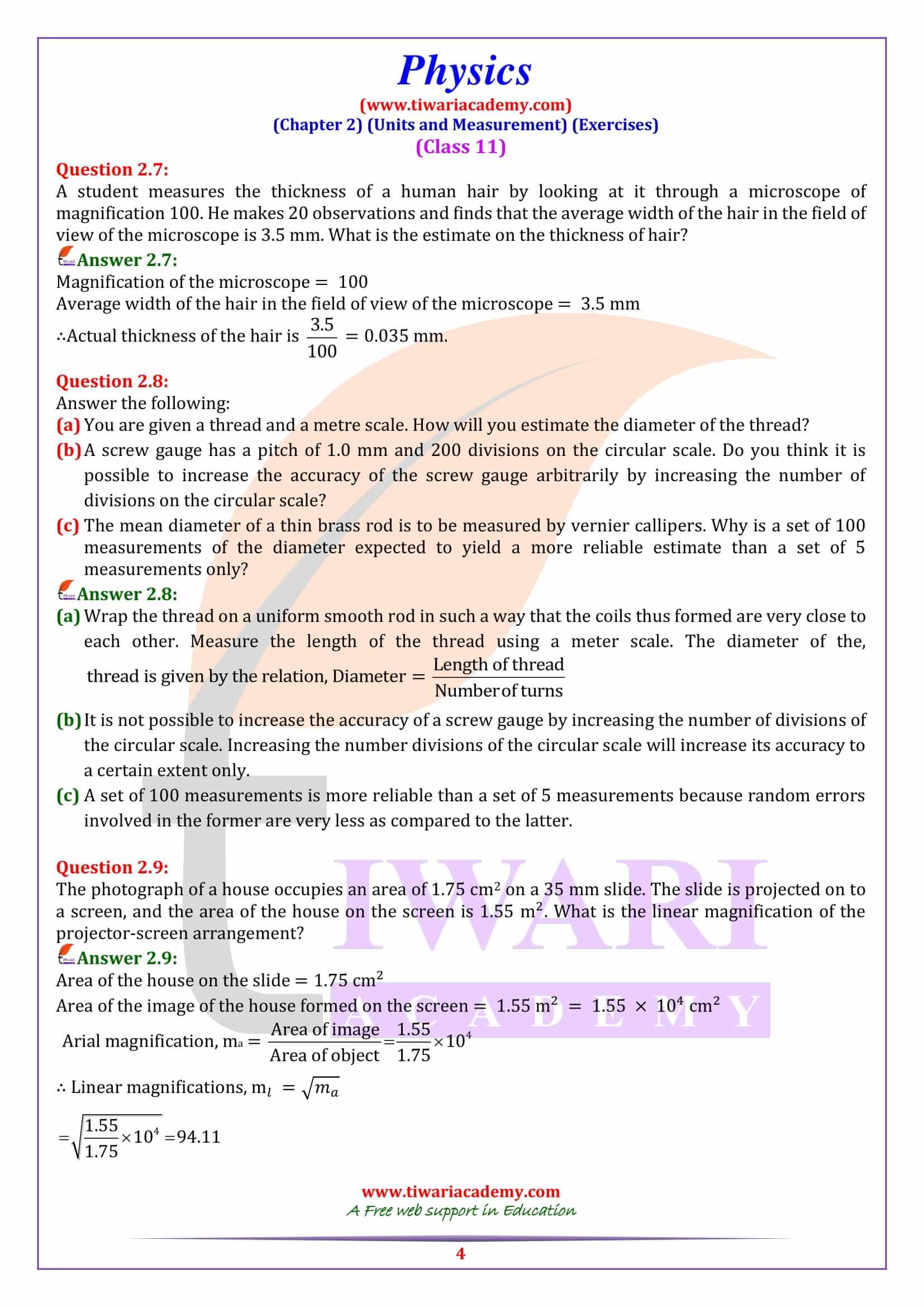 Class 11 Physics Chapter 2 answers