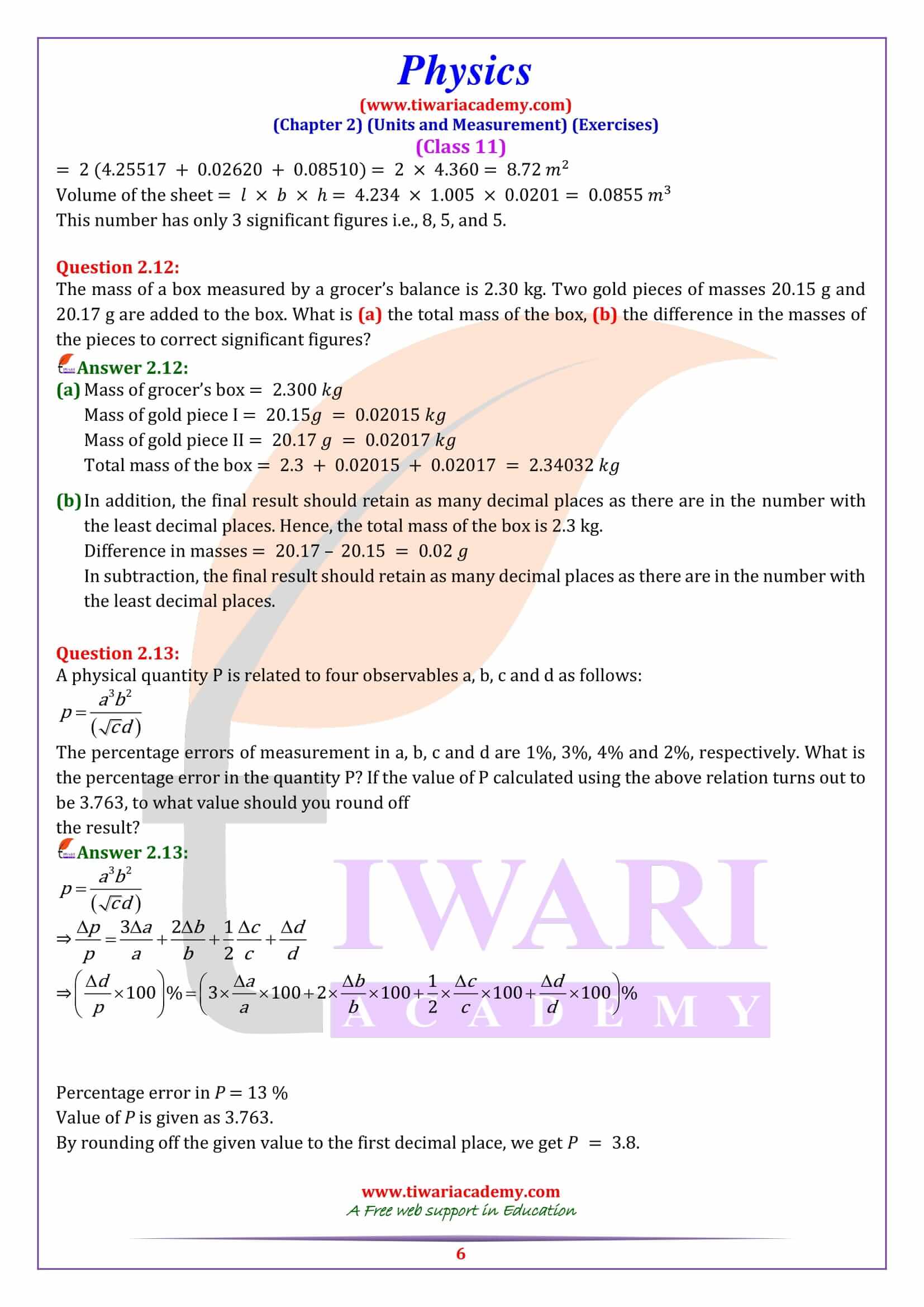 Class 11 Physics Chapter 2 all exercises guide