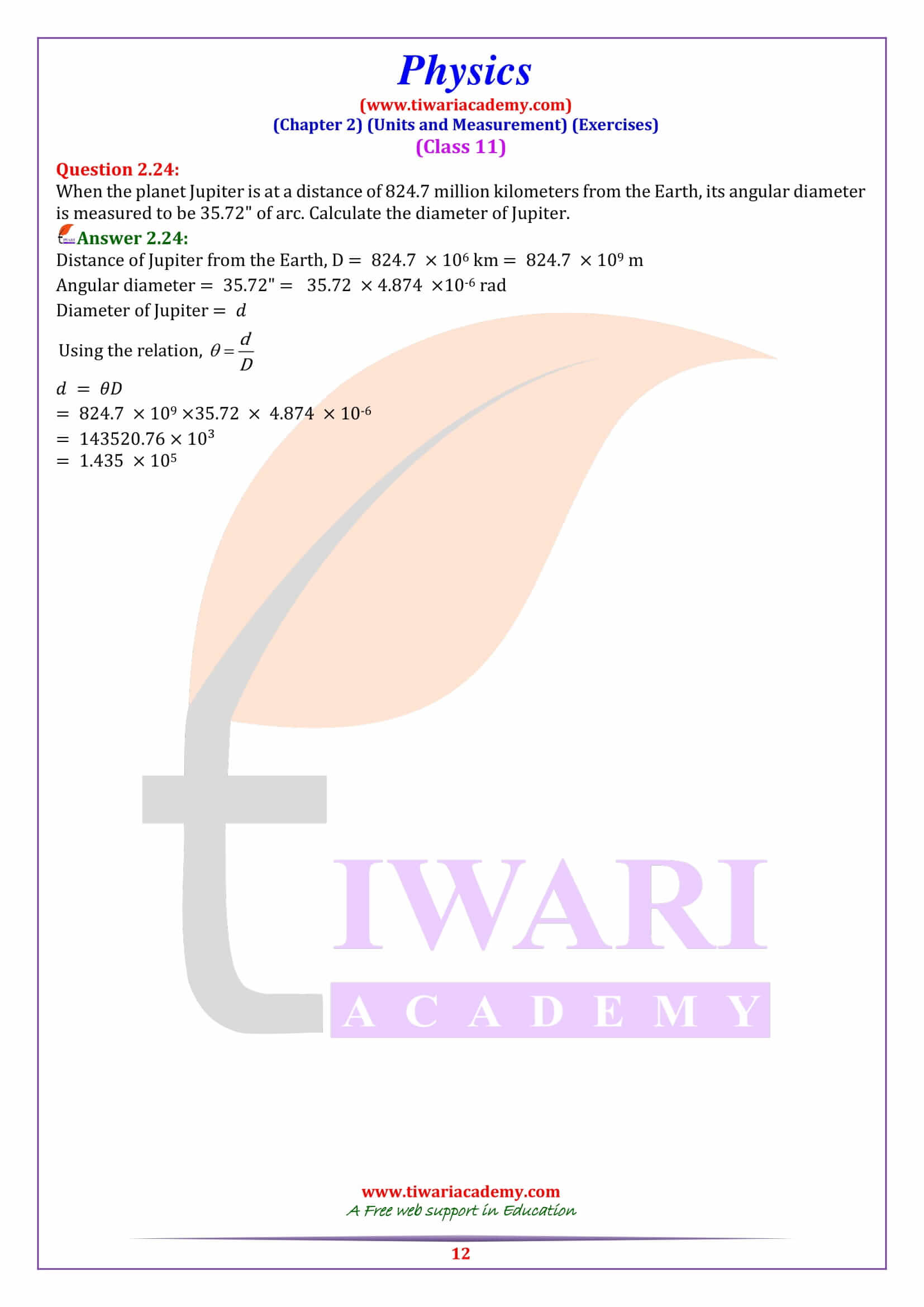 Class 11 Physics Chapter 2 in English Medium