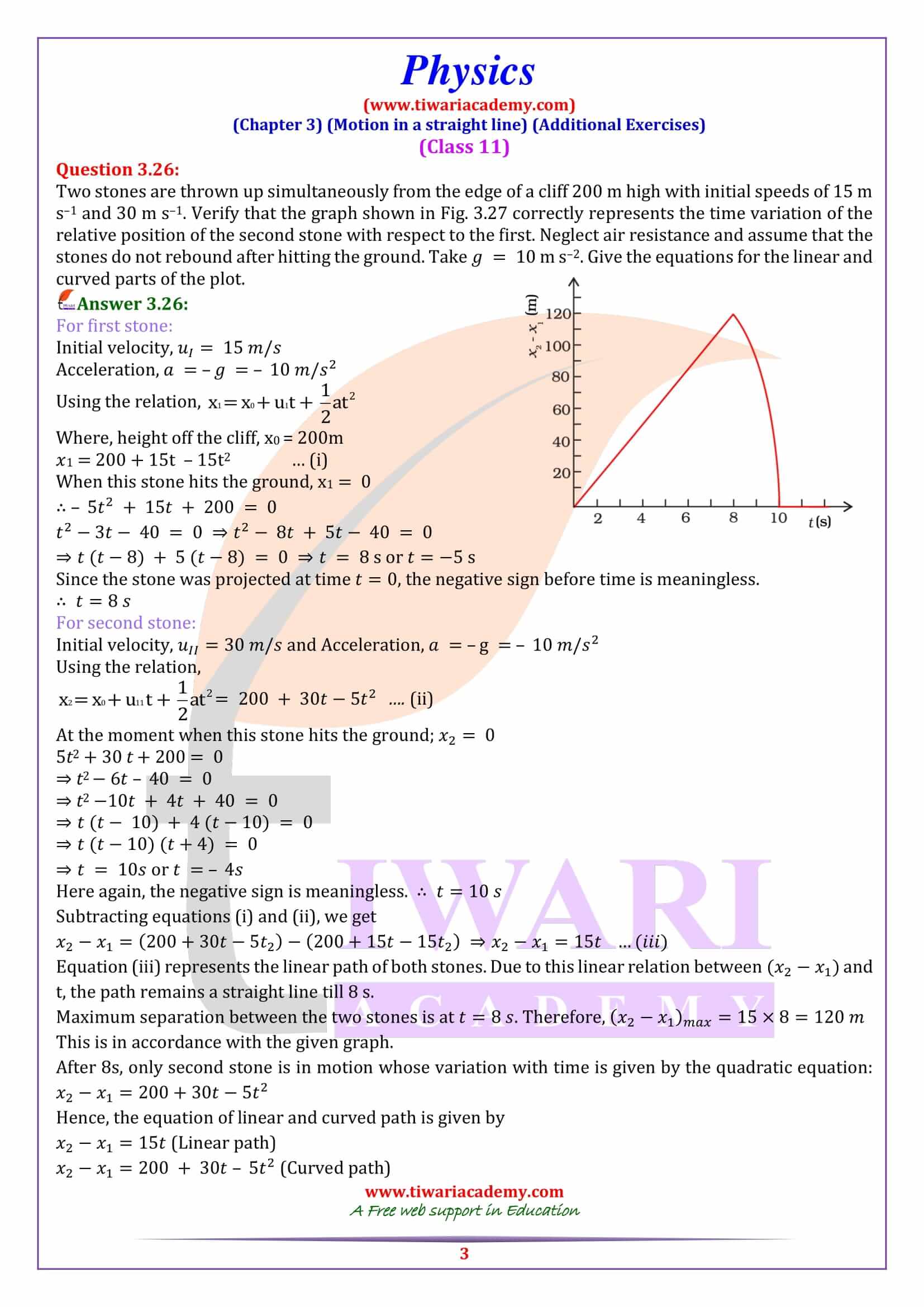 NCERT Solutions for Class 11 Physics Chapter 3 Additional Exercises