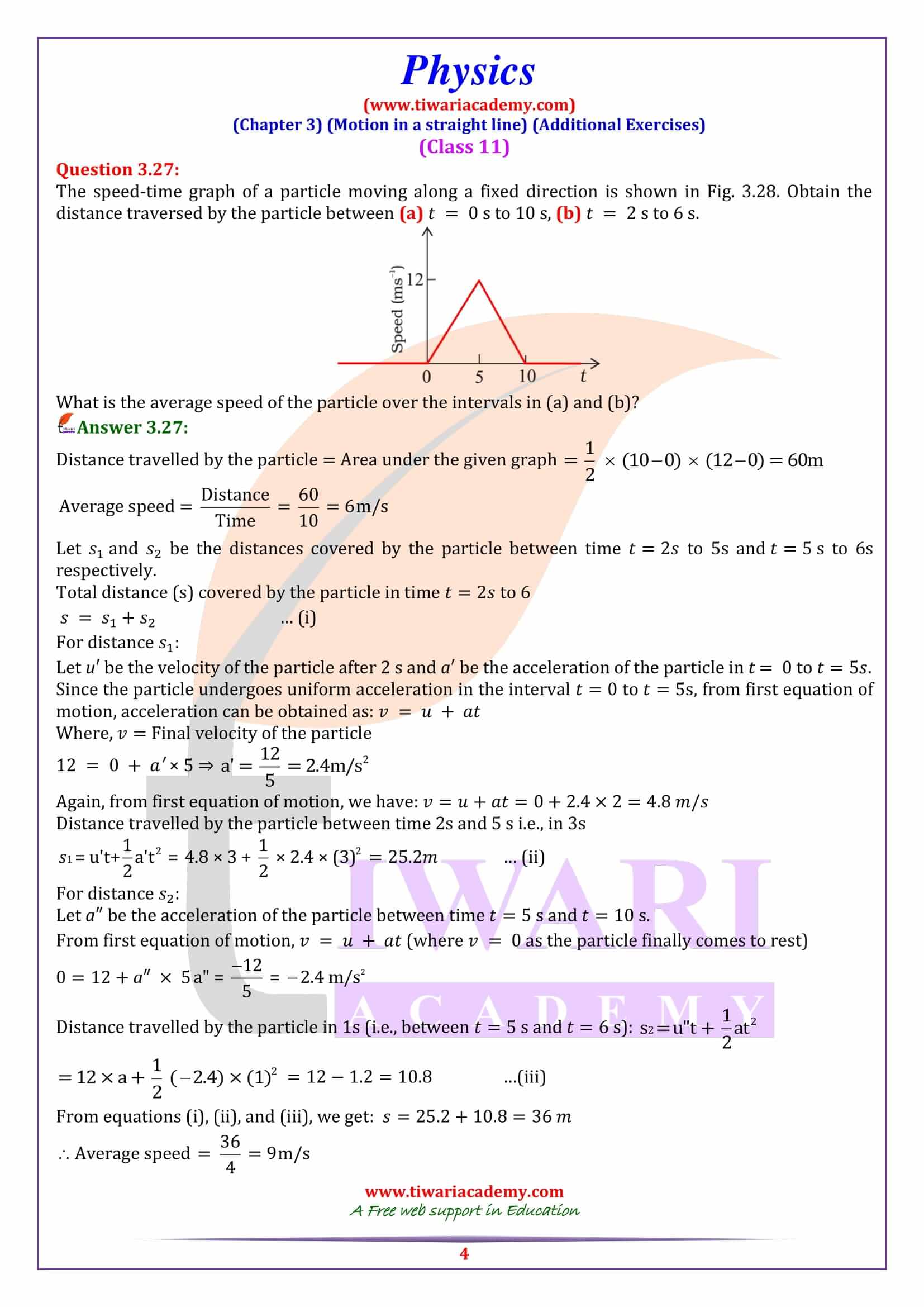 NCERT Solutions for Class 11 Physics Chapter 3 Additonal in English