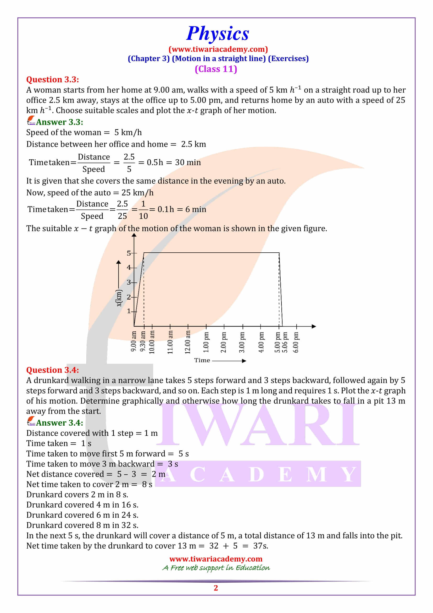 class 11 physics chapter 3 motion in a plane book back answers