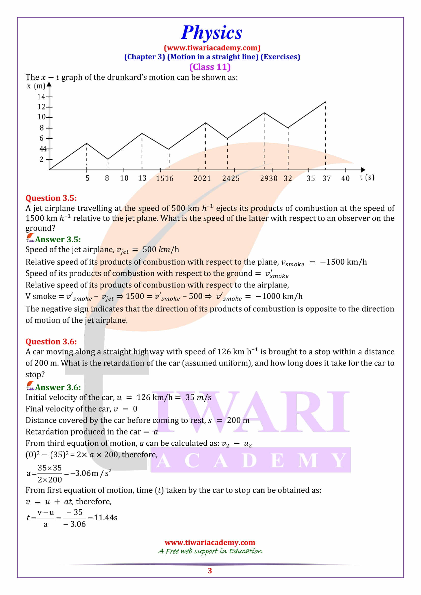 NCERT Solutions for Class 11 Physics Chapter 3 Quesiton Answers