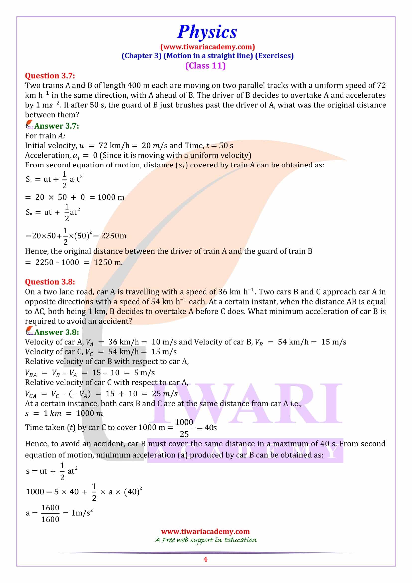 NCERT Solutions for Class 11 Physics Chapter 3 PDF download