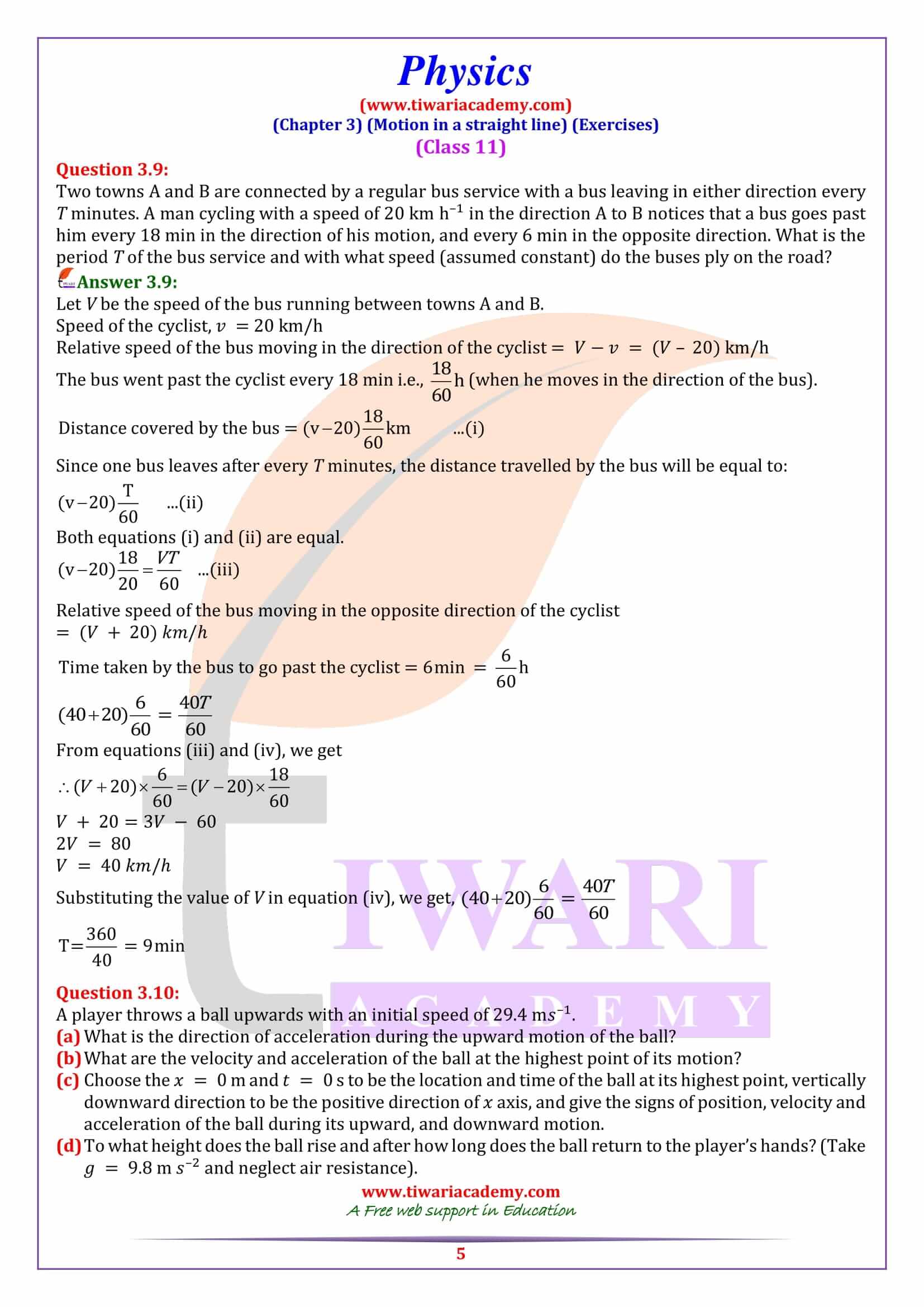 NCERT Solutions for Class 11 Physics Chapter 3 Free PDF