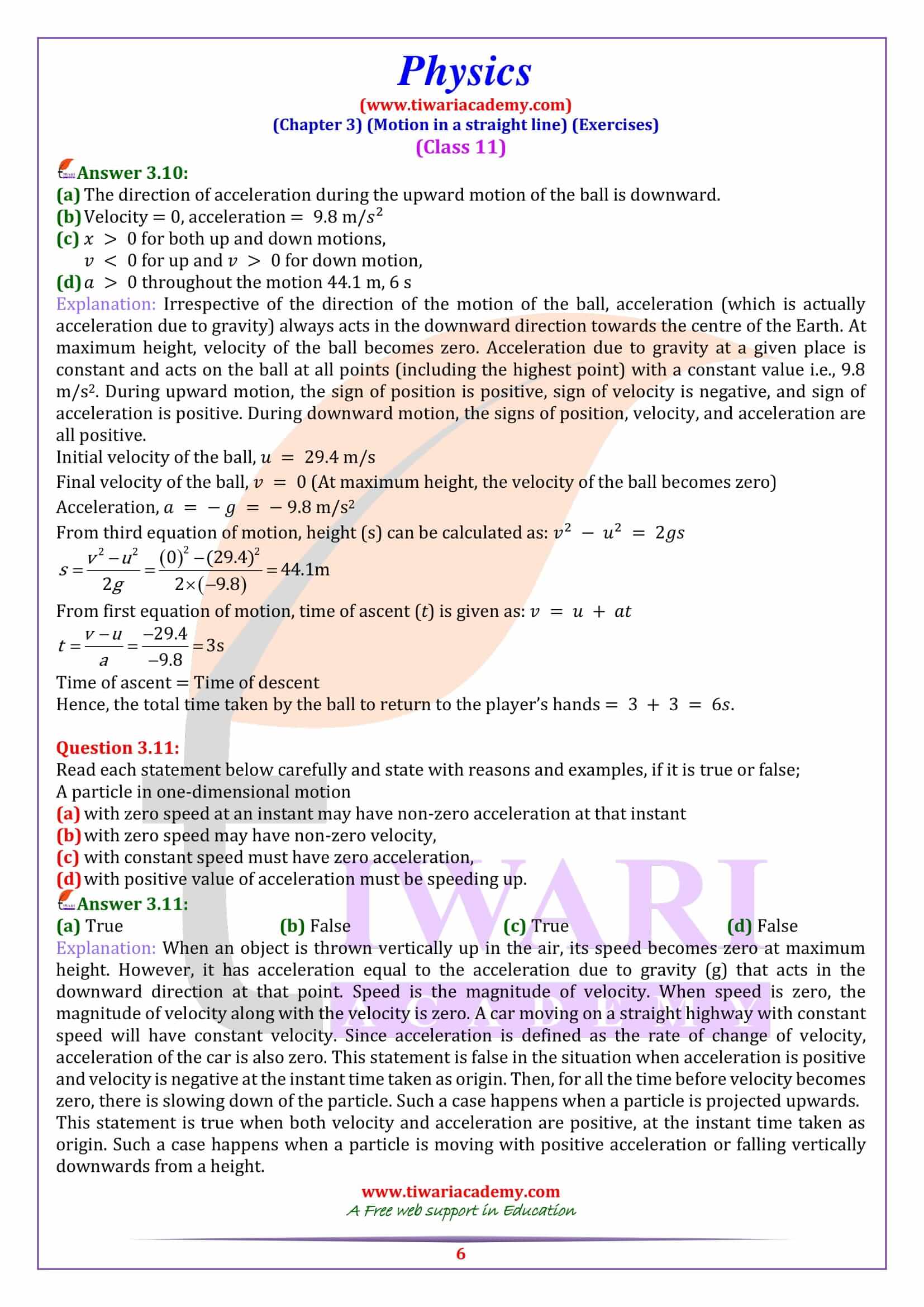 NCERT Solutions for Class 11 Physics Chapter 3 English Medium PDF