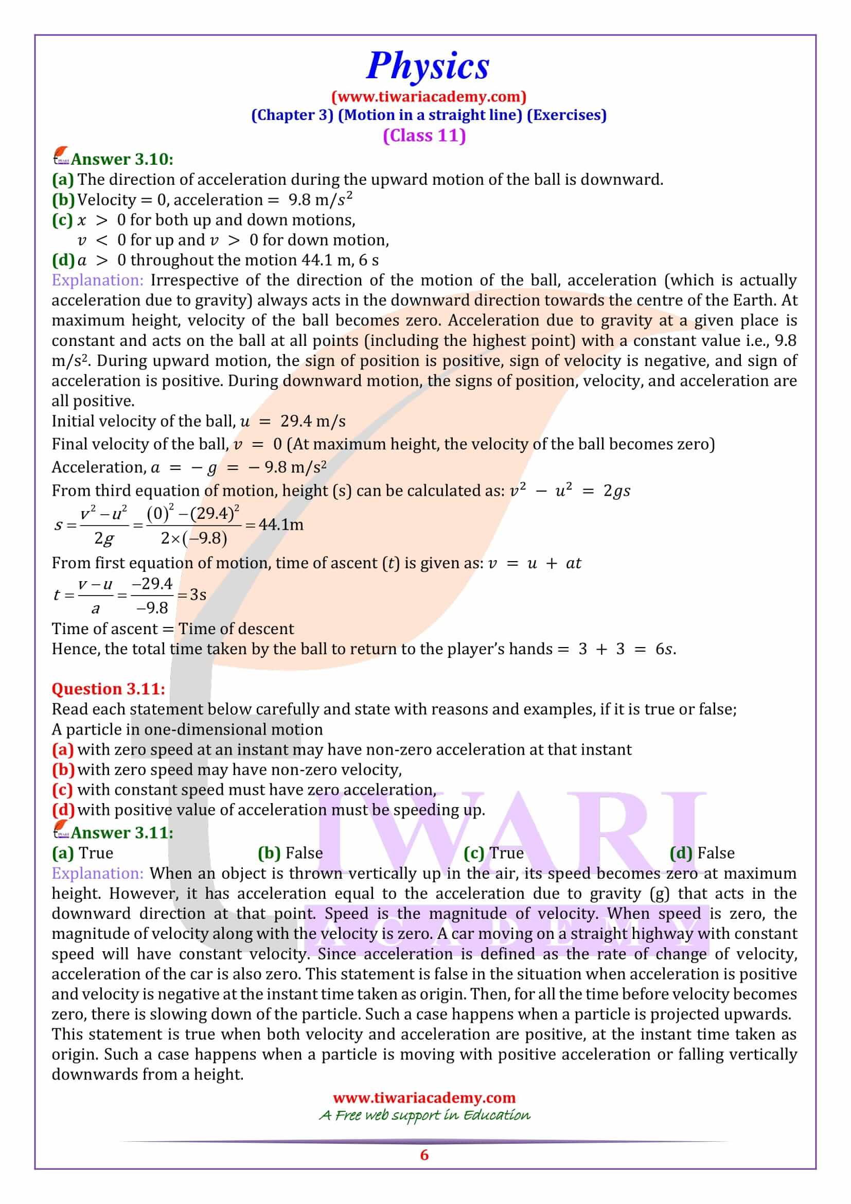 NCERT Solutions for Class 11 Physics Chapter 3 English Medium PDF