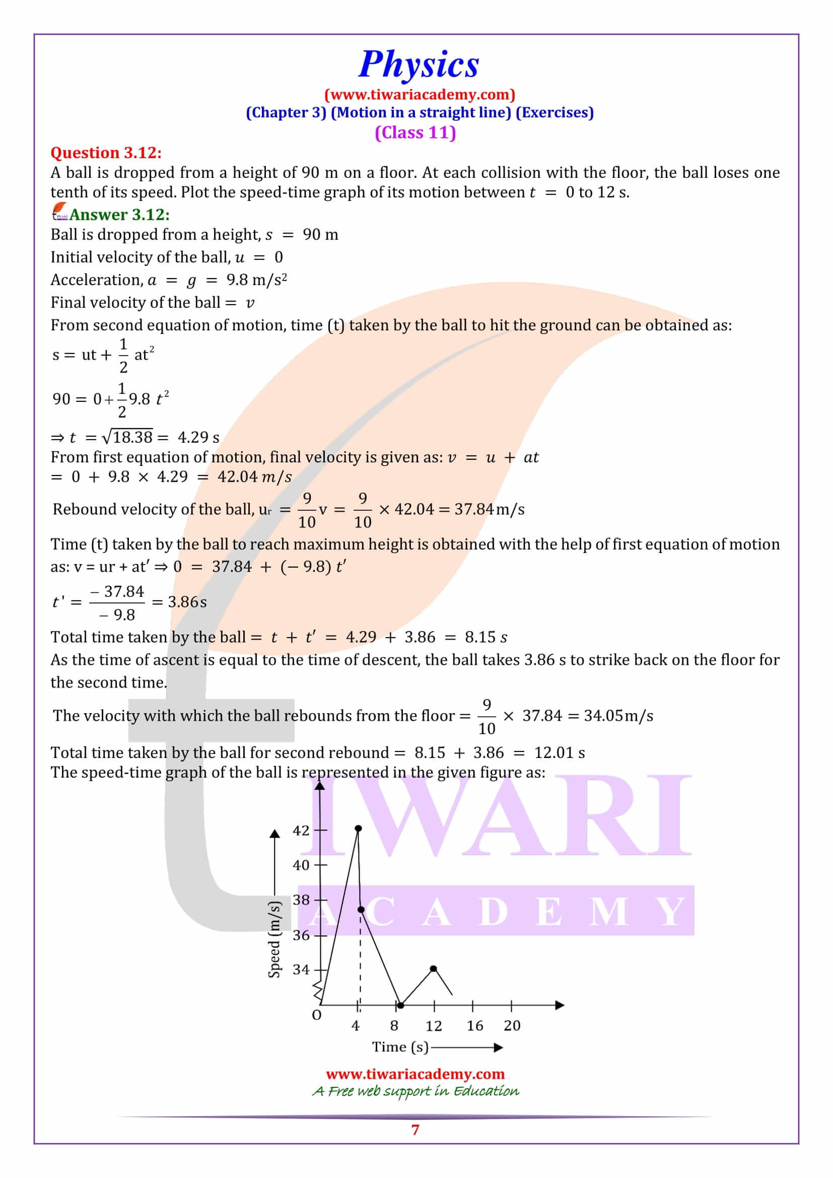 NCERT Solutions for Class 11 Physics Chapter 3 Answers in English