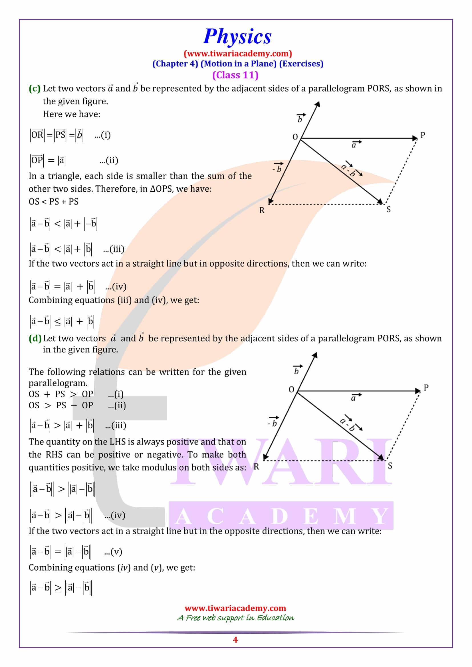 NCERT Solutions for Class 11 Physics Chapter 4 free PDF download