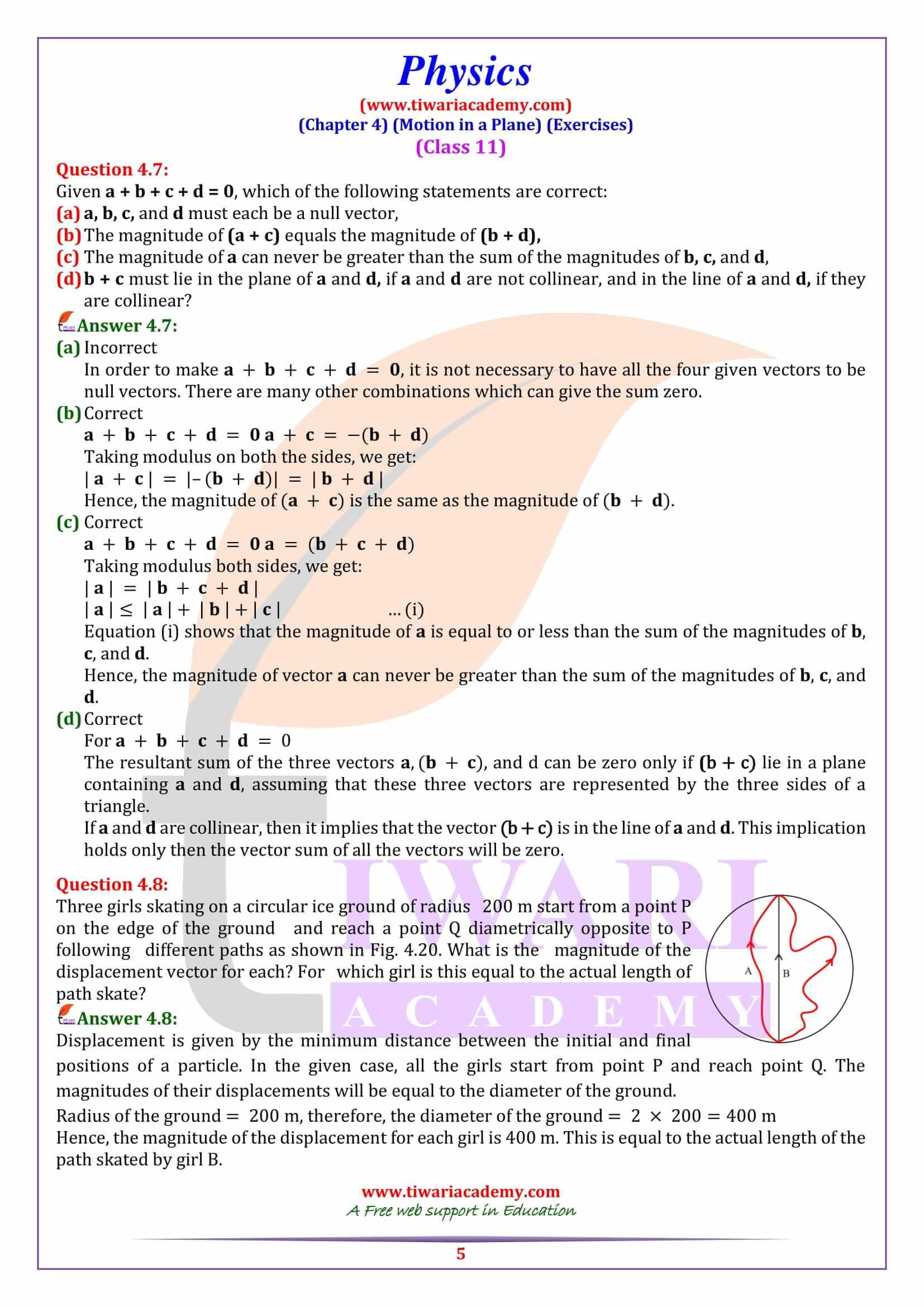 NCERT Solutions for Class 11 Physics Chapter 4 in PDF