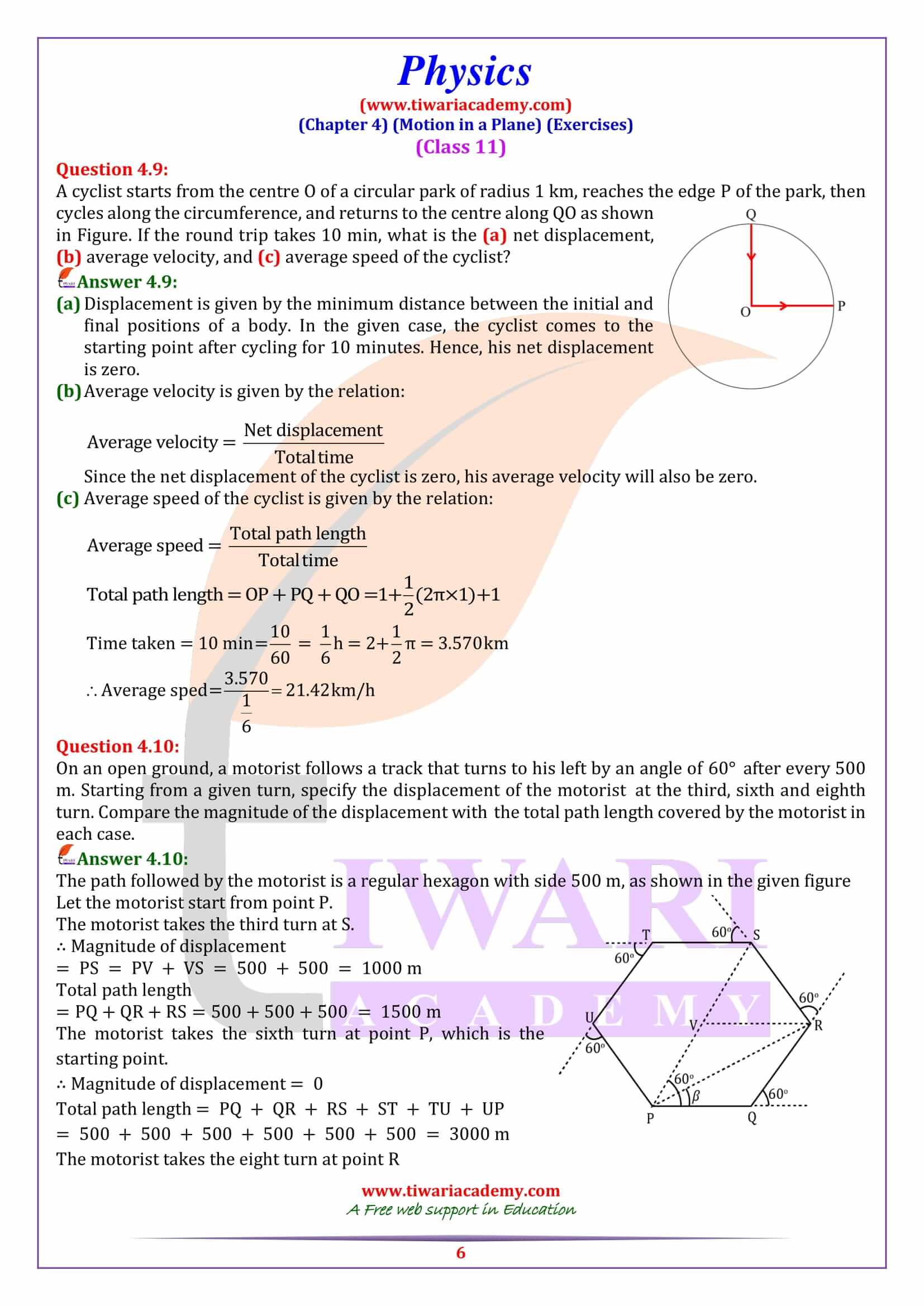 NCERT Solutions for Class 11 Physics Chapter 4 English Medium solutions