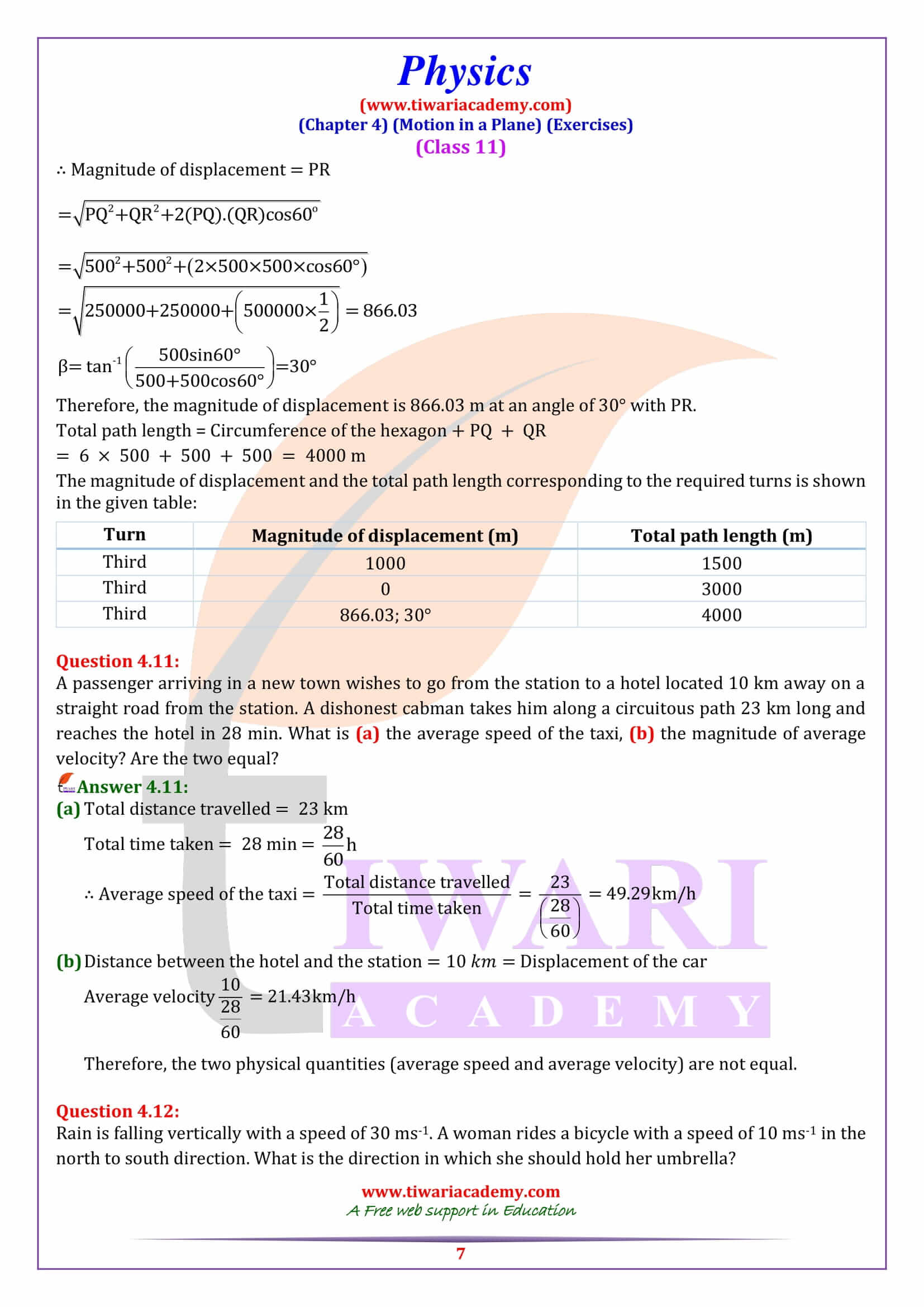 NCERT Solutions for Class 11 Physics Chapter 4 free download