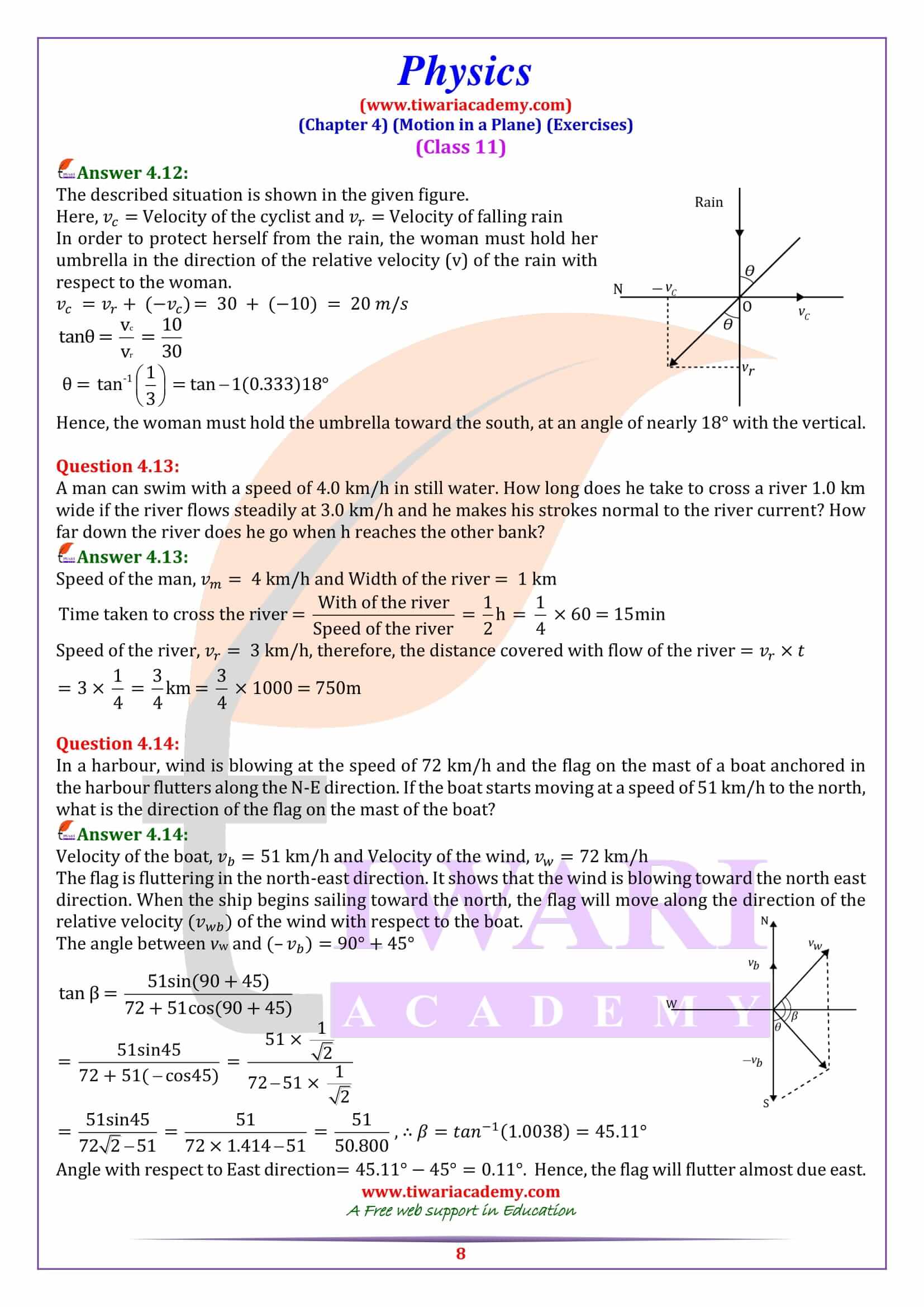 NCERT Solutions for Class 11 Physics Chapter 4 in PDF file
