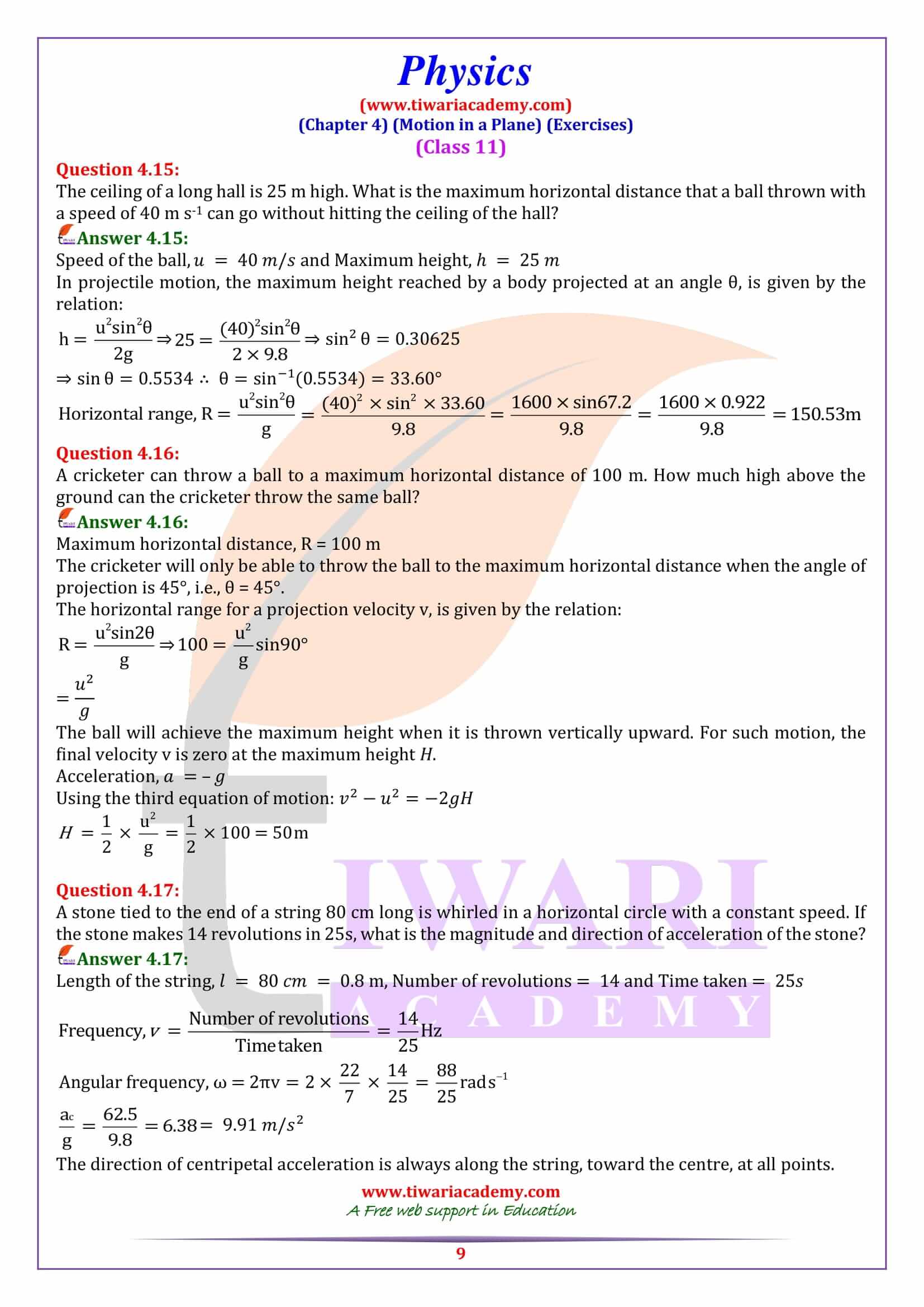 NCERT Solutions for Class 11 Physics Chapter 4 PDF format