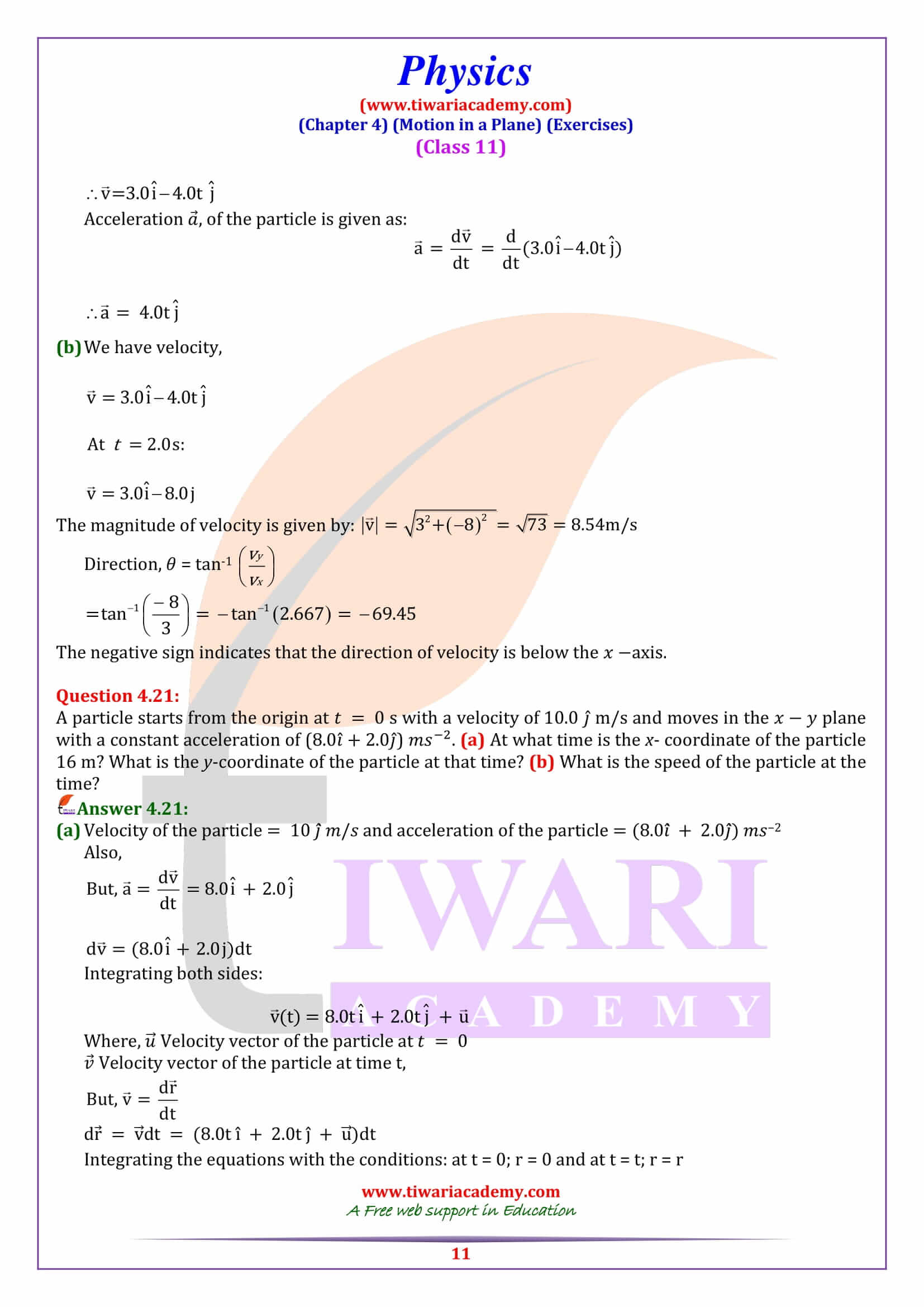 Class 11 Physics Chapter 4 Question Answers