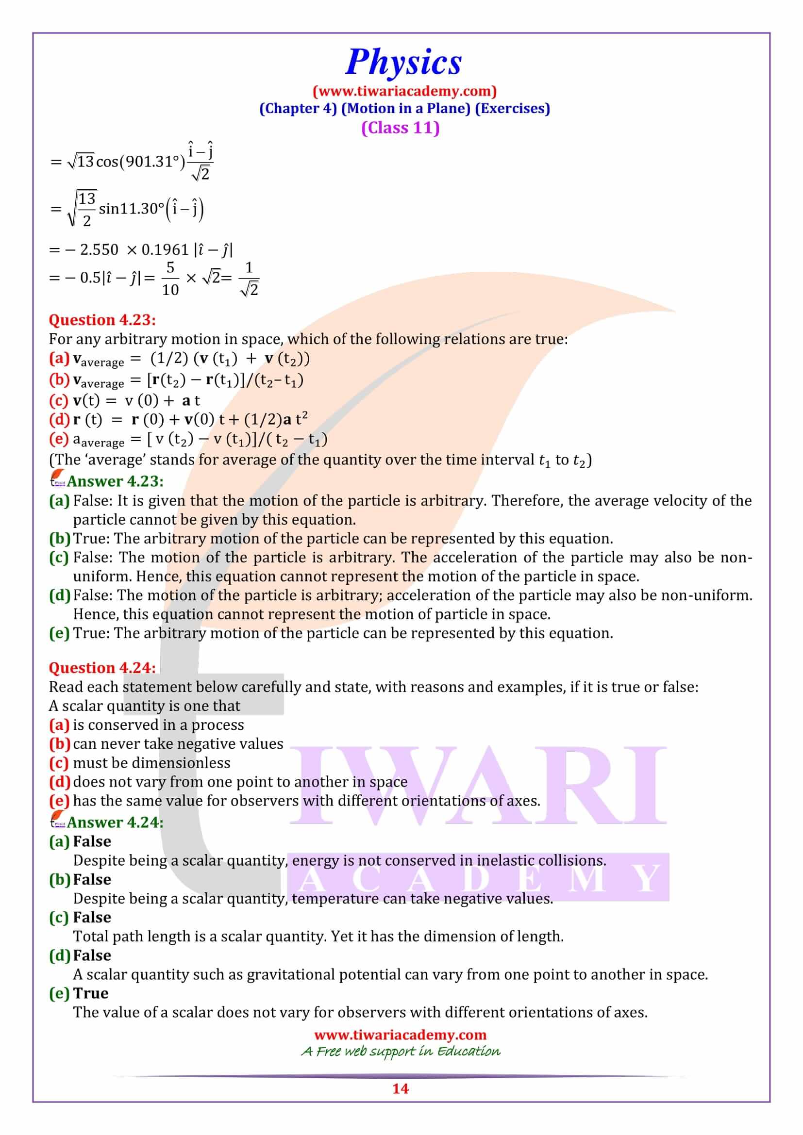 Class 11 Physics Chapter 4 in PDF solutions