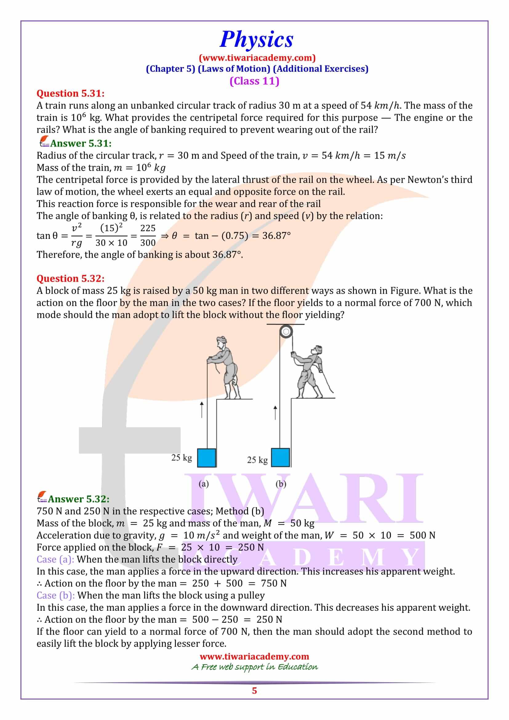 NCERT Solutions for Class 11 Physics Chapter 5 free PDF download