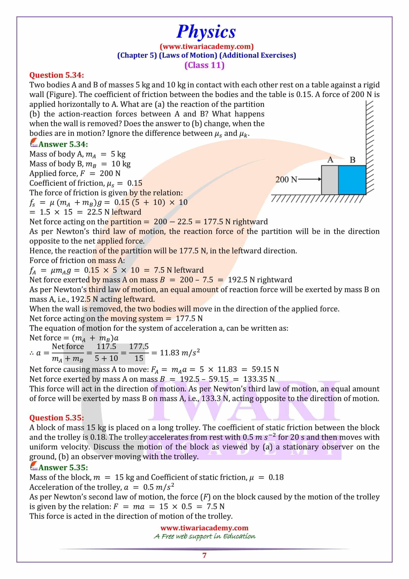 NCERT Solutions for Class 11 Physics Chapter 5 in English Medium