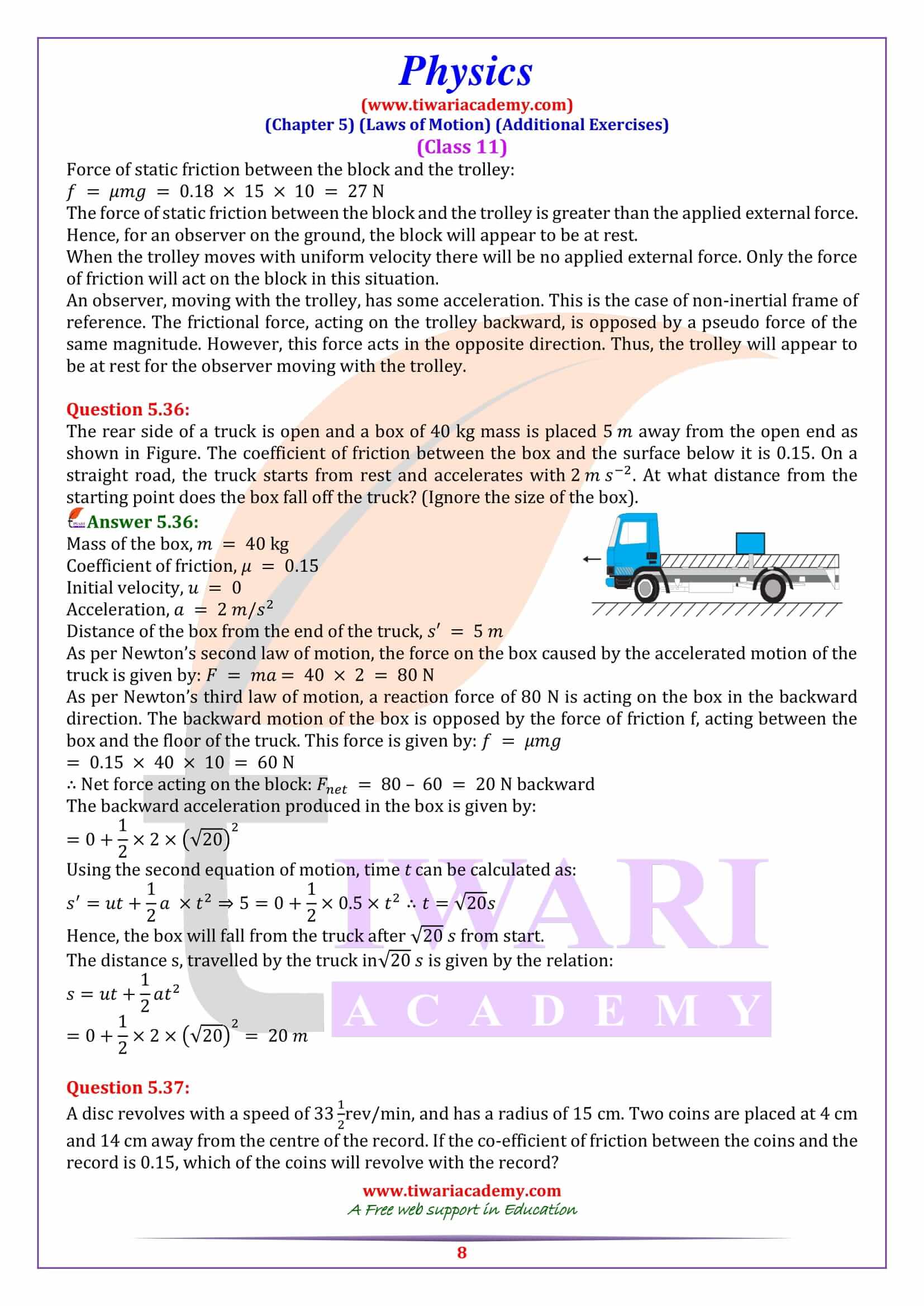 NCERT Solutions for Class 11 Physics Chapter 5 Additional Exercises