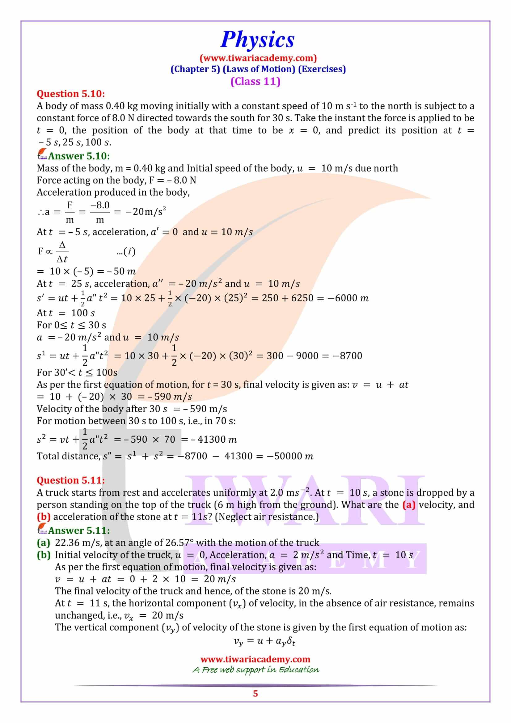 Class 11 Physics Chapter 5 free solutions