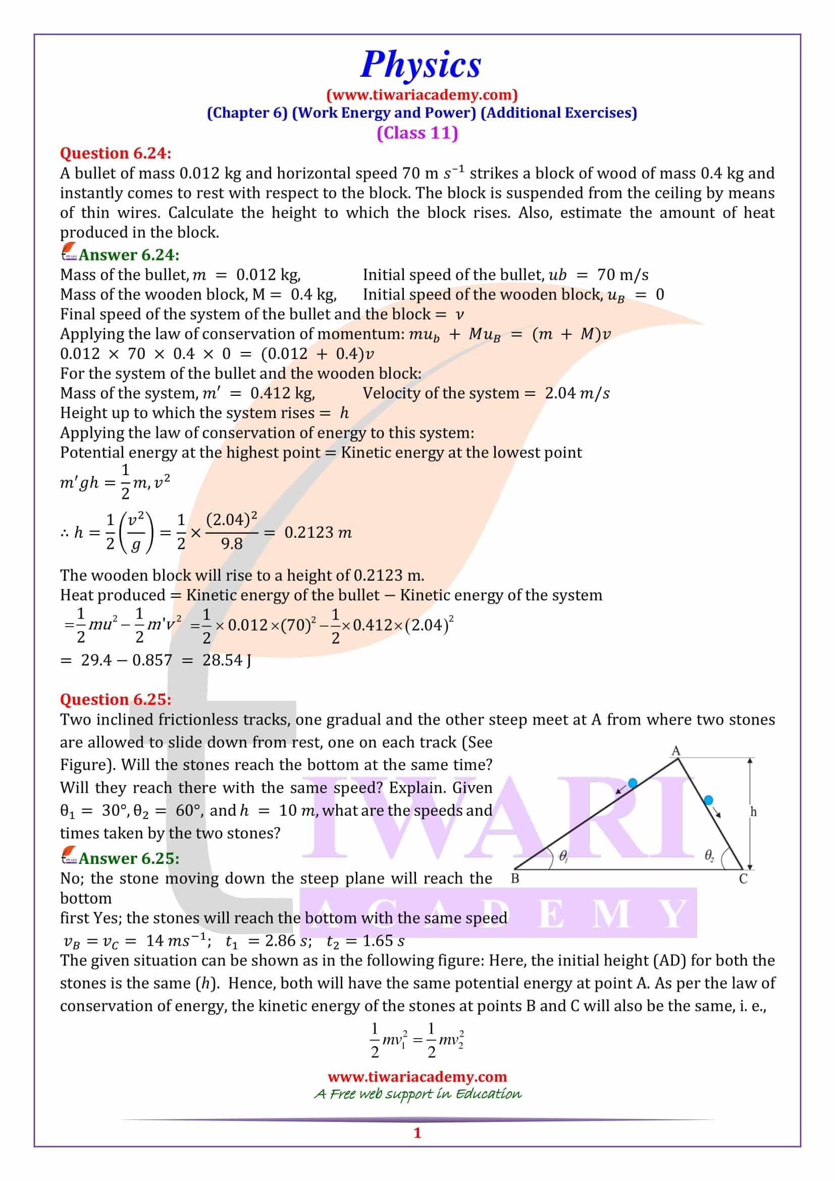 Class 11 Physics Chapter 6 Work, Energy and Power