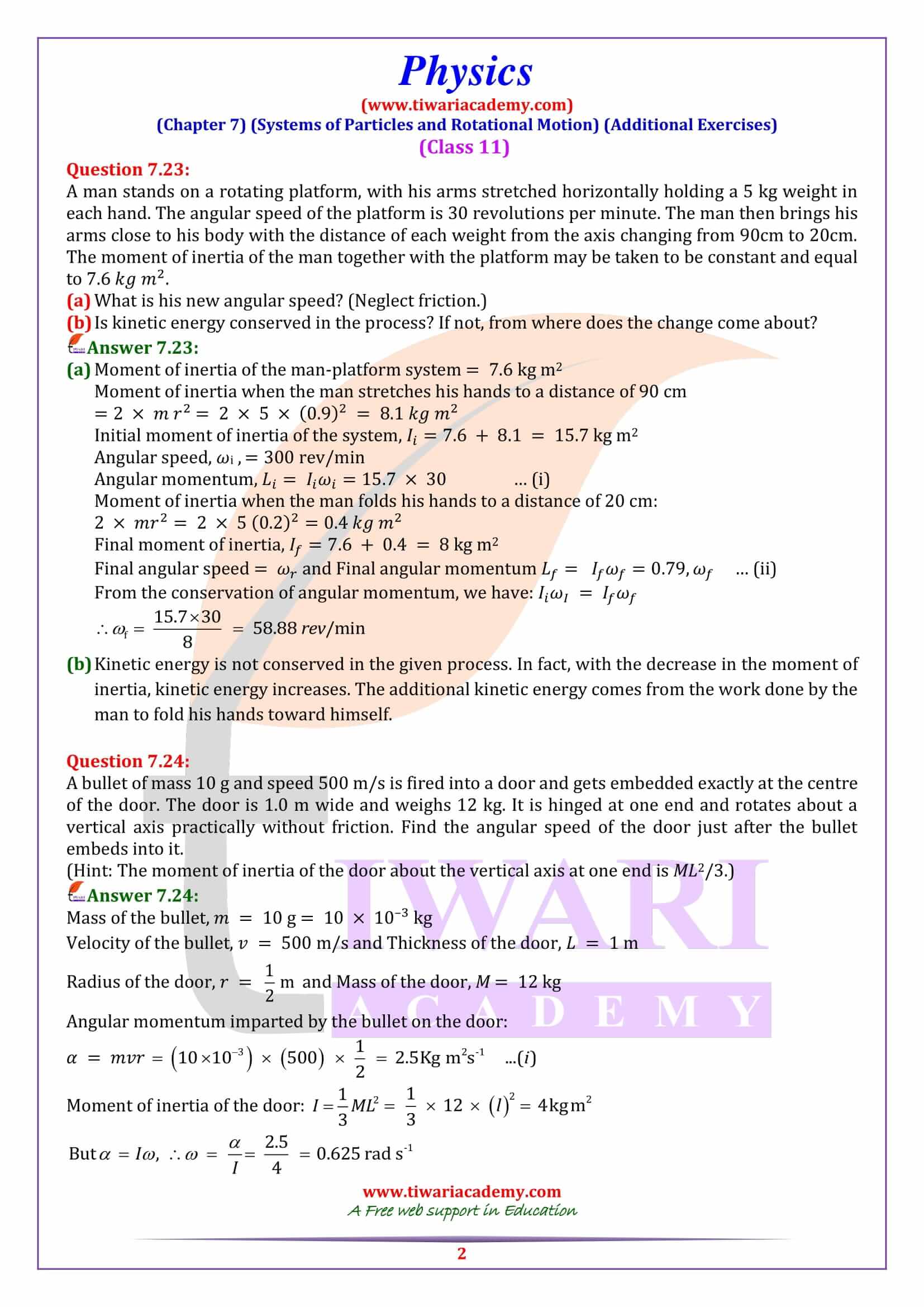 NCERT Solutions for Class 11 Physics Chapter 7