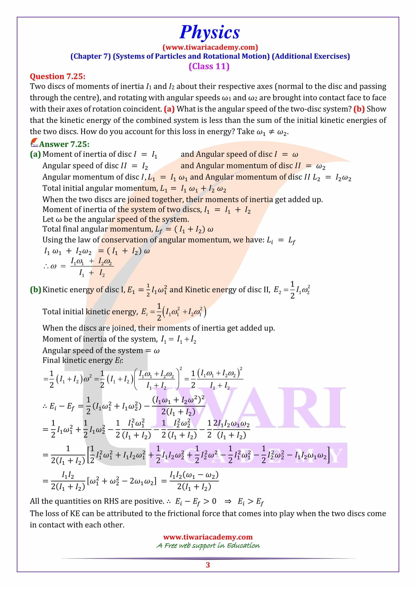 NCERT Solutions for Class 11 Physics Chapter 7 Question Answers