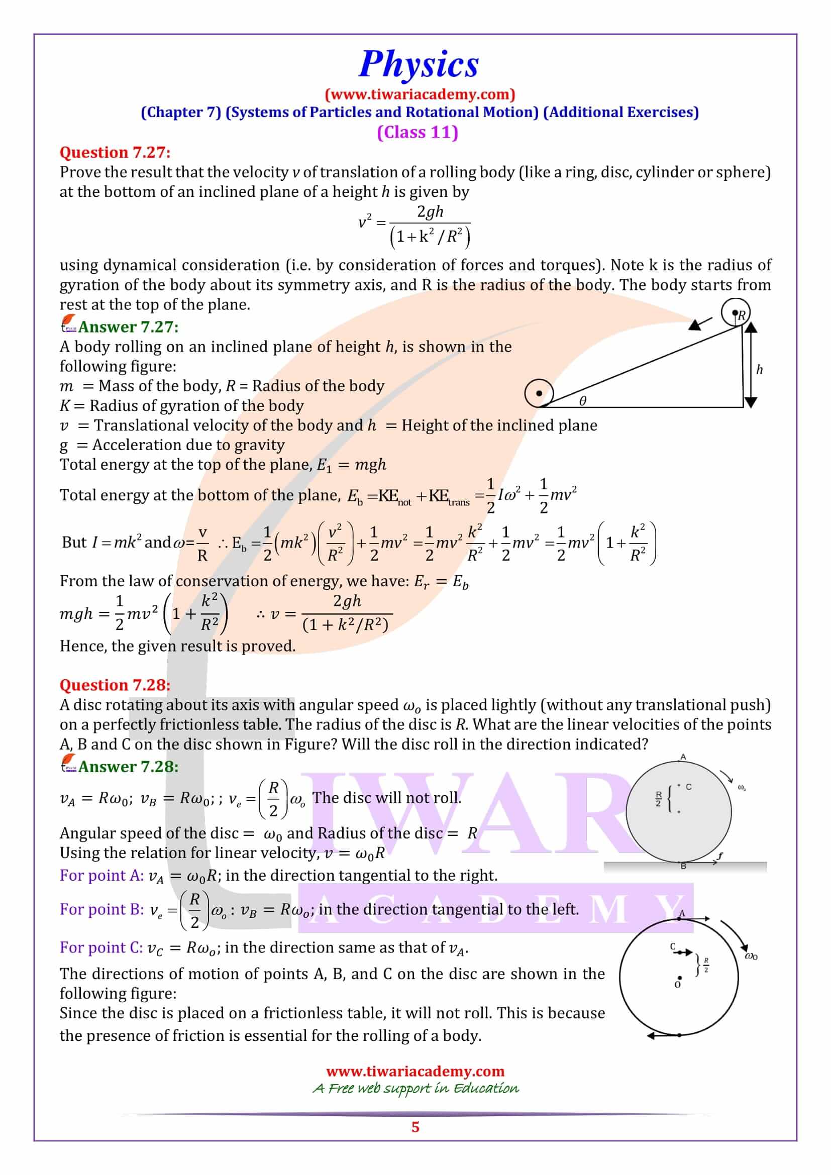 NCERT Solutions for Class 11 Physics Chapter 7 PDF download