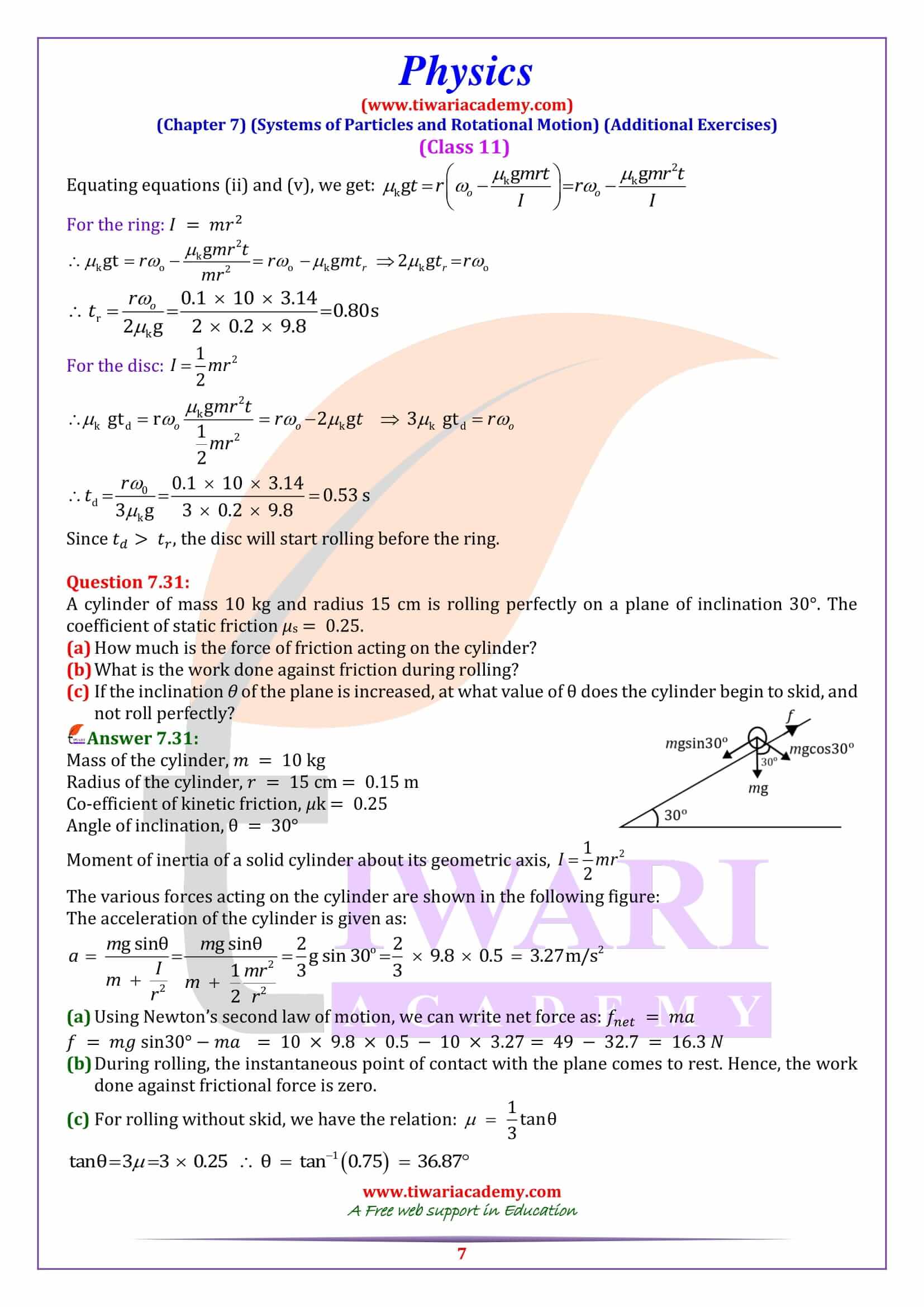 NCERT Solutions for Class 11 Physics Chapter 7 Additional Answers