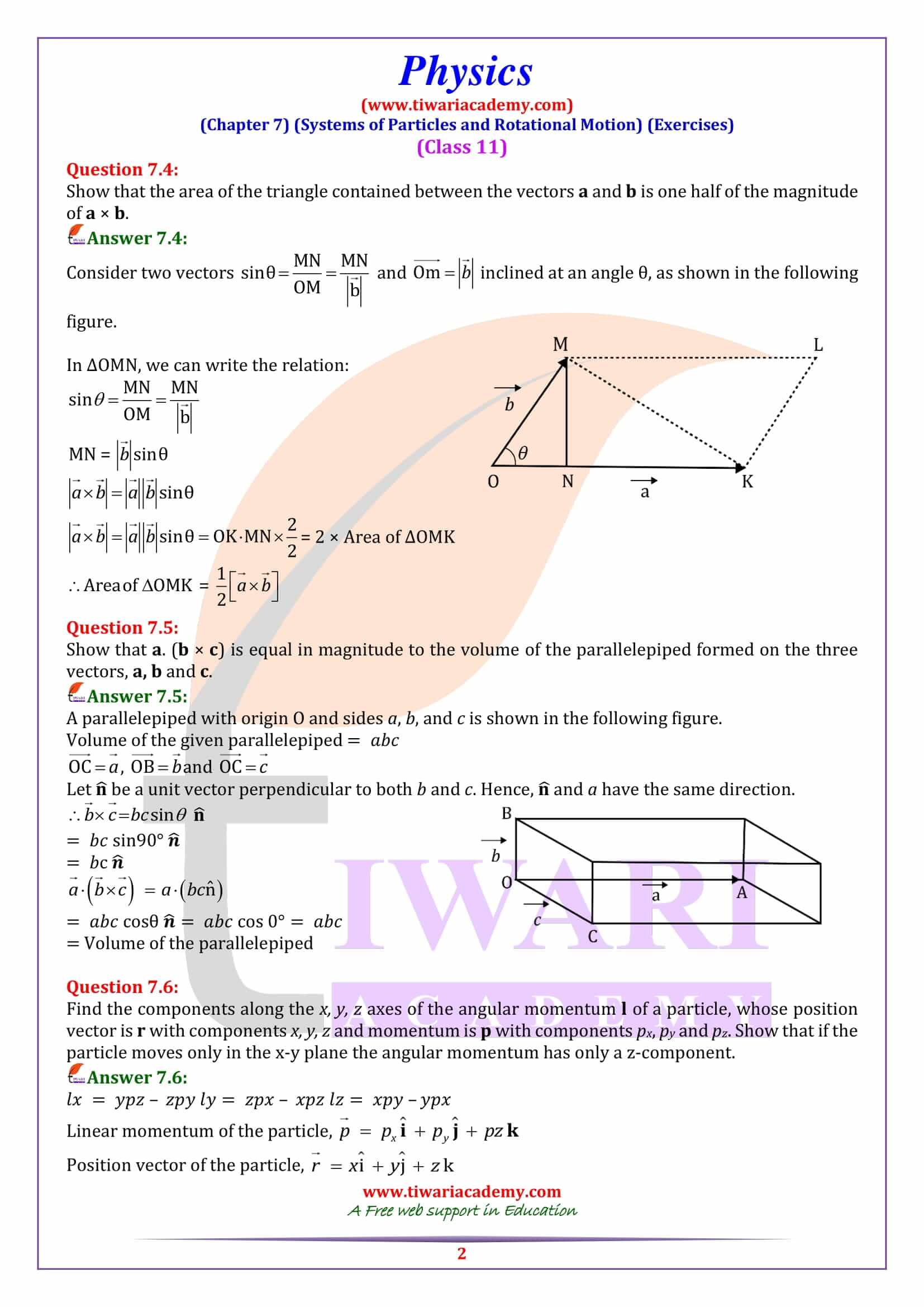 Class 11 Physics Chapter 7 Exercises Question Answers
